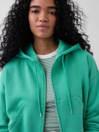 VintageSoft Wedge Zip Hoodie - Bright meadow green