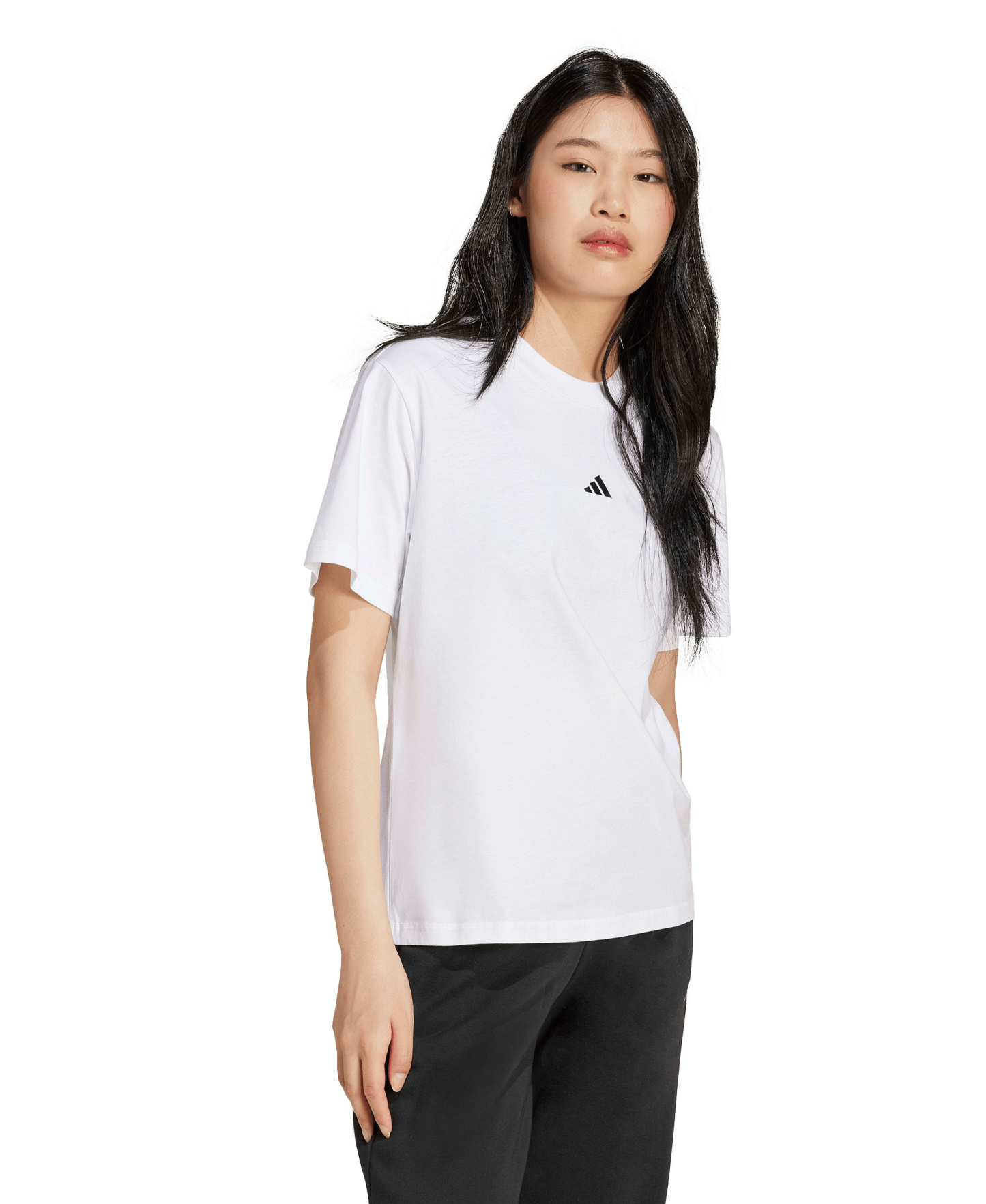 adidas Women's Short-Sleeve Cotton Crewneck Logo T-Shirt - White/black