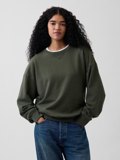 Adult Heavyweight French Terry Oversized Sweatshirt - DEEP DEPTHS GREEN