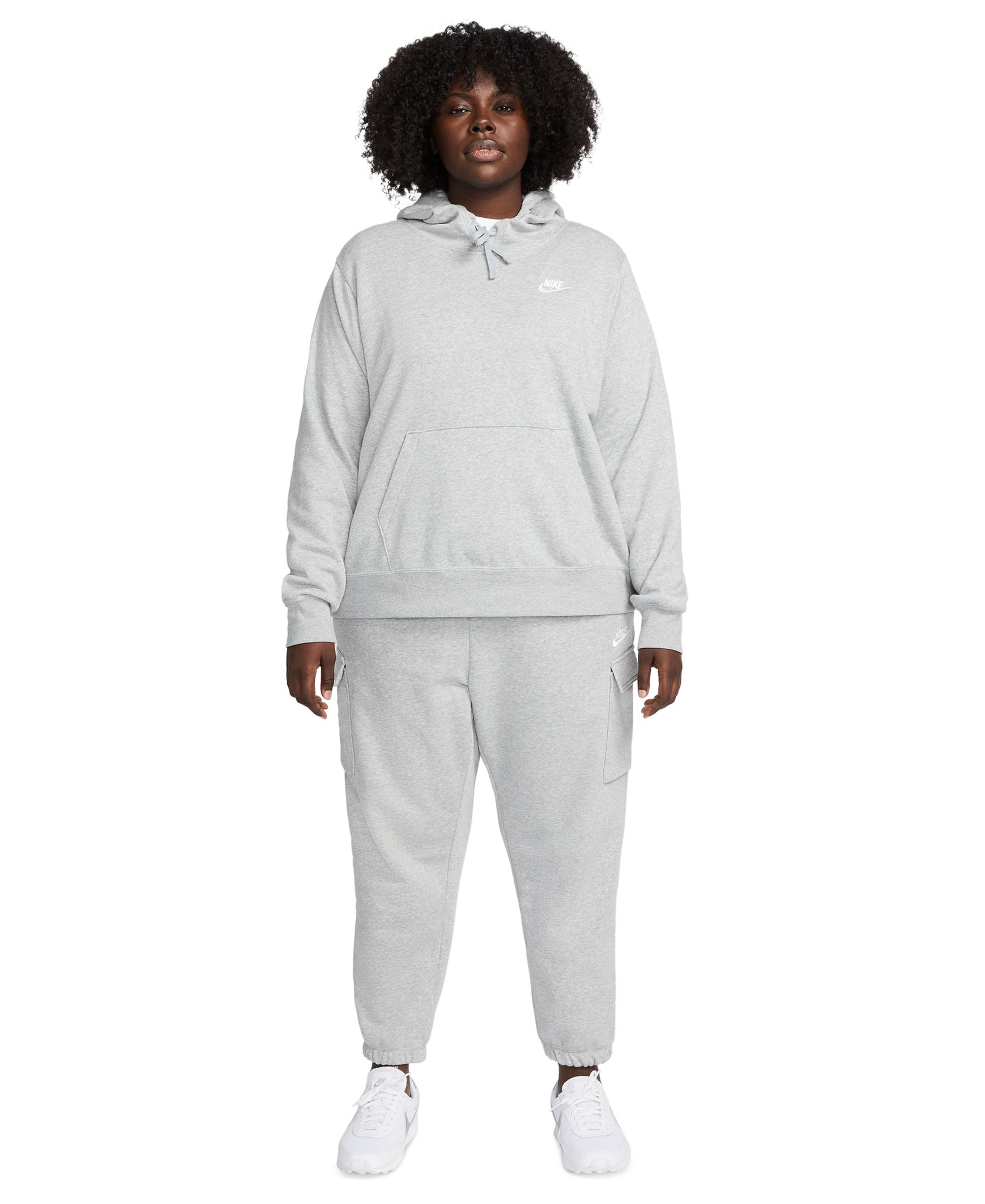 Nike Women's Sportswear Club Fleece Pullover Hoodie - Dark Grey Heather/white