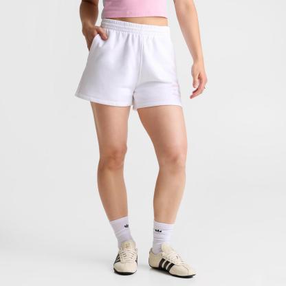 Women's adidas Originals Classic Sport Script Logo Fleece Shorts - White/True Pink/Clear Mint - view 3