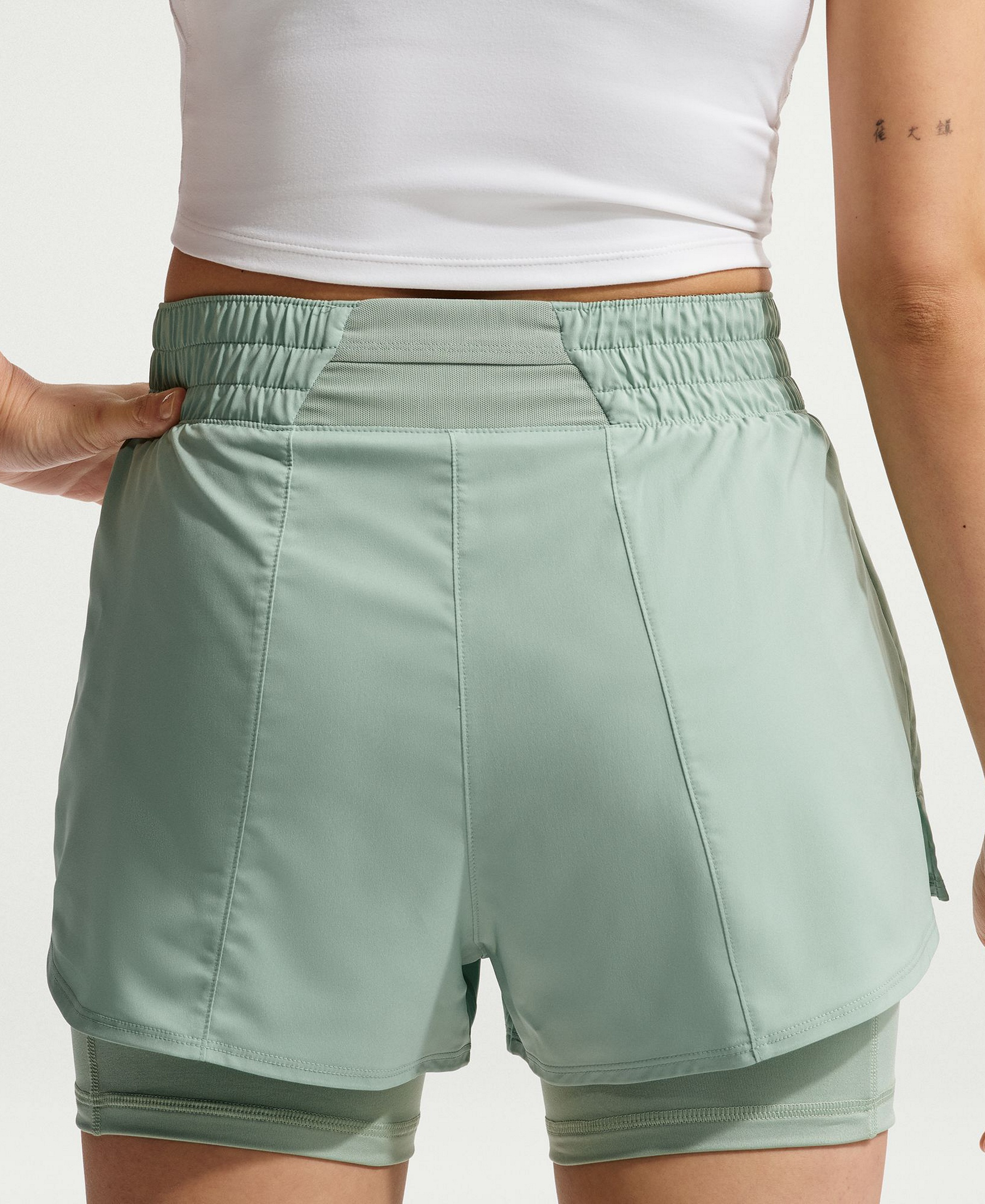 Nike Women's One Dri-Fit High-Waist 2-in-1 Shorts - Steam/white