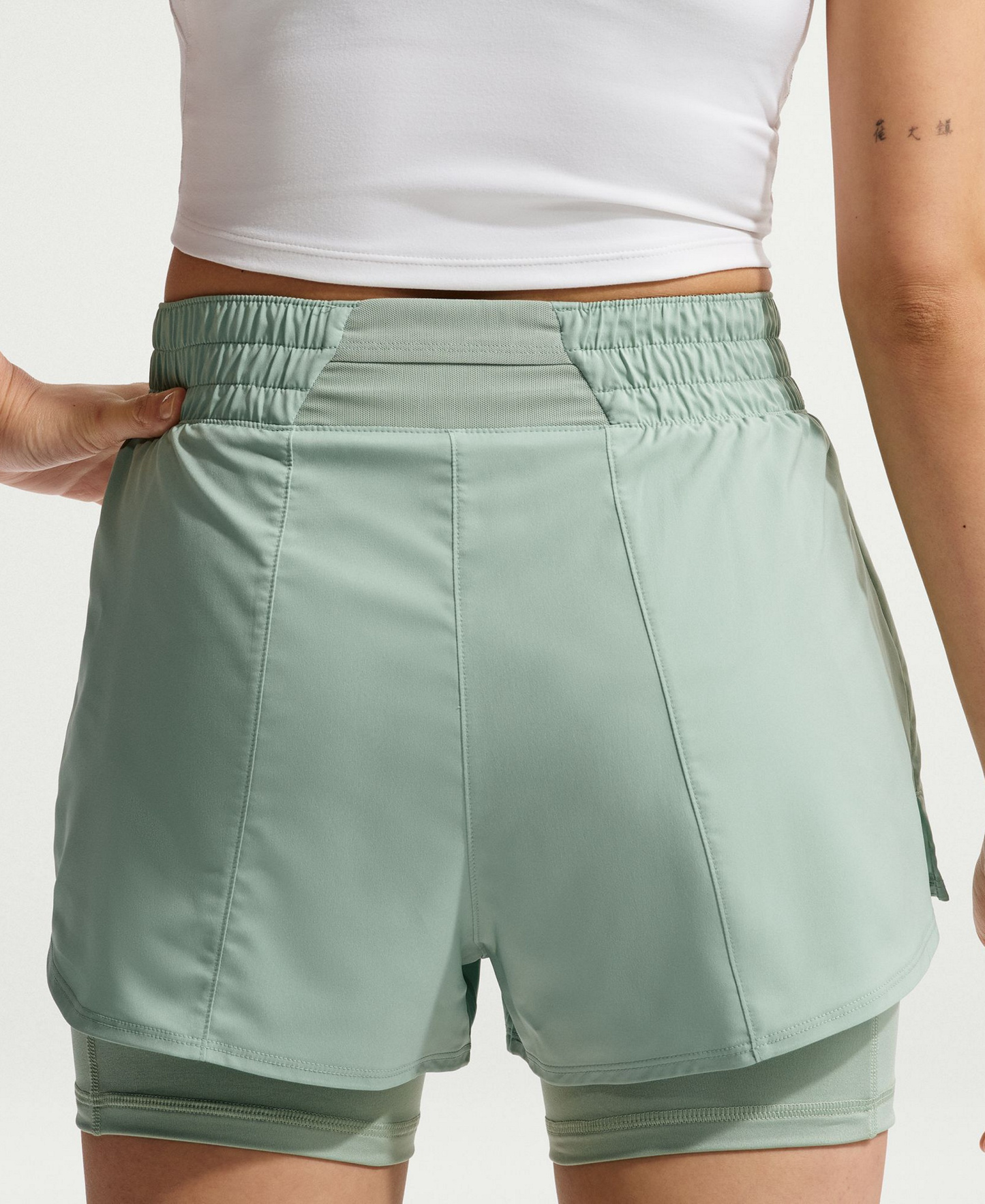 Nike Women's One Dri-Fit High-Waist 2-in-1 Shorts - Steam/white