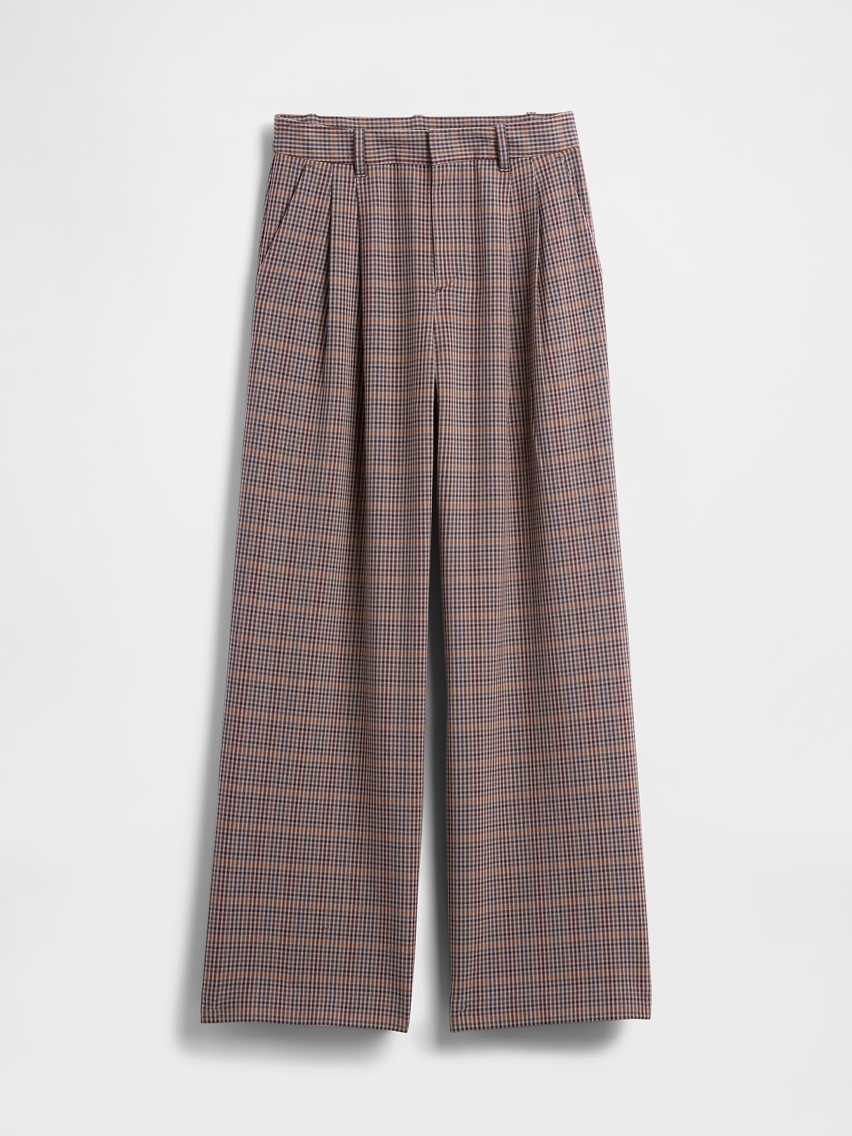 365 High Rise Pleated Trousers - Tonal brown plaid