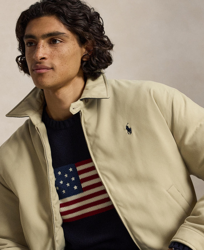 Polo Ralph Lauren Men's Insulated Twill Bomber Water-Resistant Jacket - Khaki Uniform