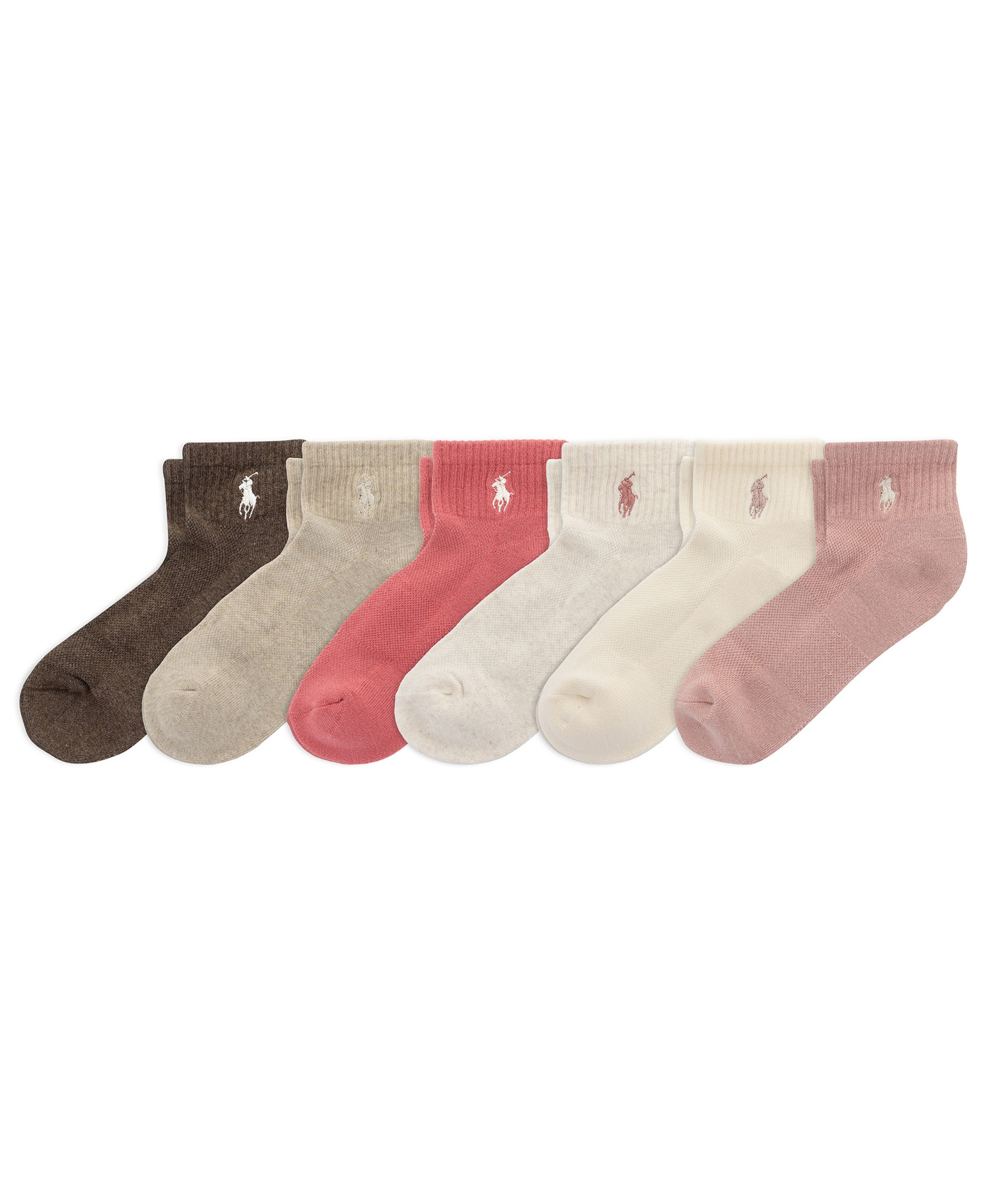 Polo Ralph Lauren Girls' 4-11 Sport Quarter Socks, 6-Pack - Light Pastel Pink