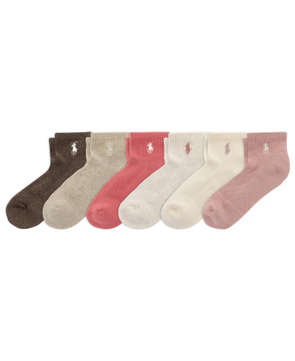 Polo Ralph Lauren Girls' 4-11 Sport Quarter Socks, 6-Pack - Light Pastel Pink