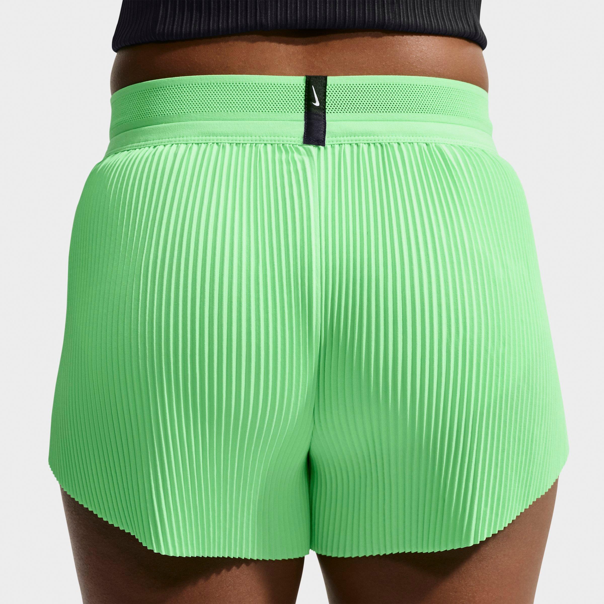 Women's Nithtke AeroSwift Dri-FIT ADV Mid-Rise 3 Inch Brief-Lined Shorts - Illusion Green/Black/White/Aluminum