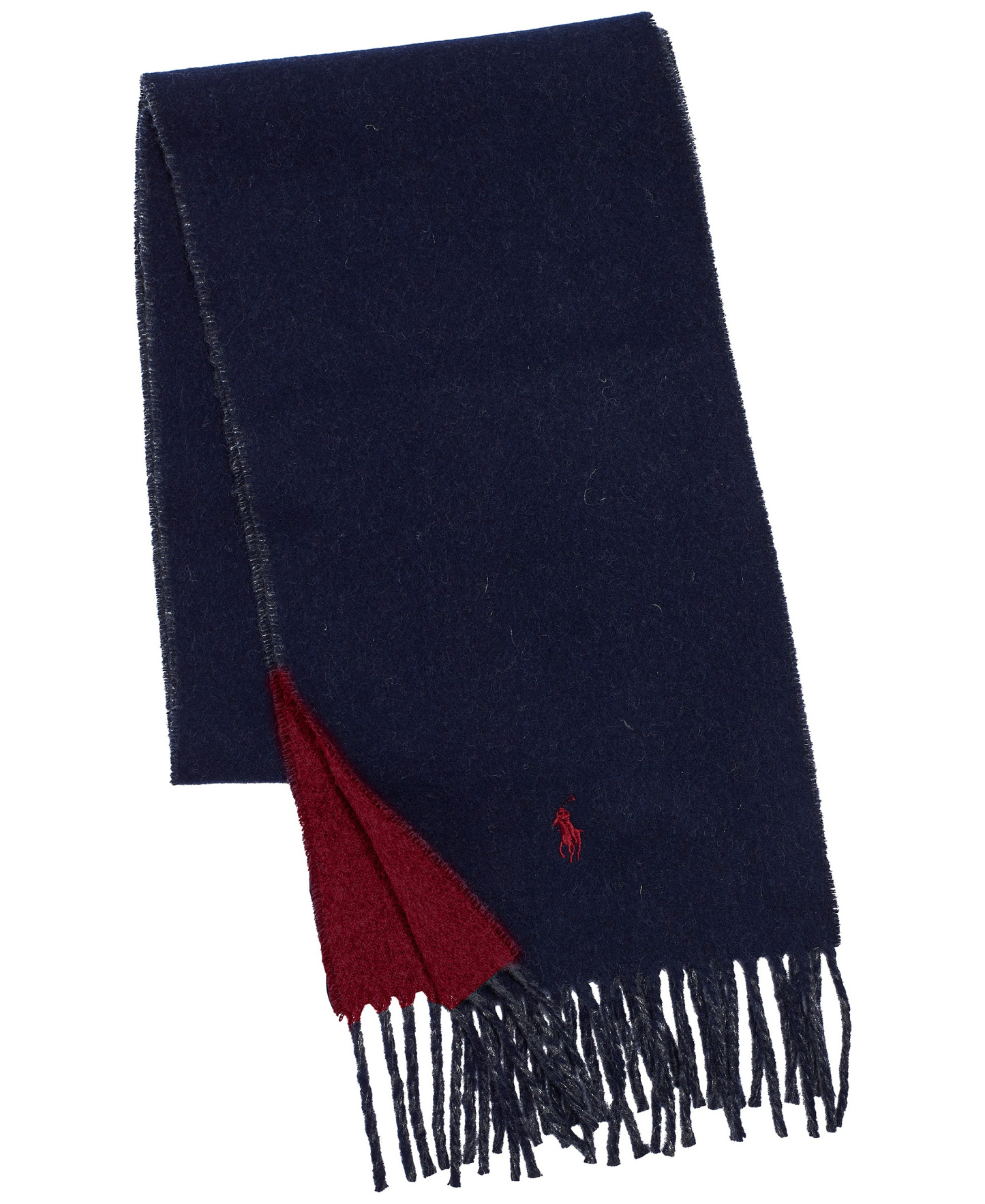 Polo Ralph Lauren Men's Classic Wool Blend Reversible Scarf - Newport Navy/Harvard Wine