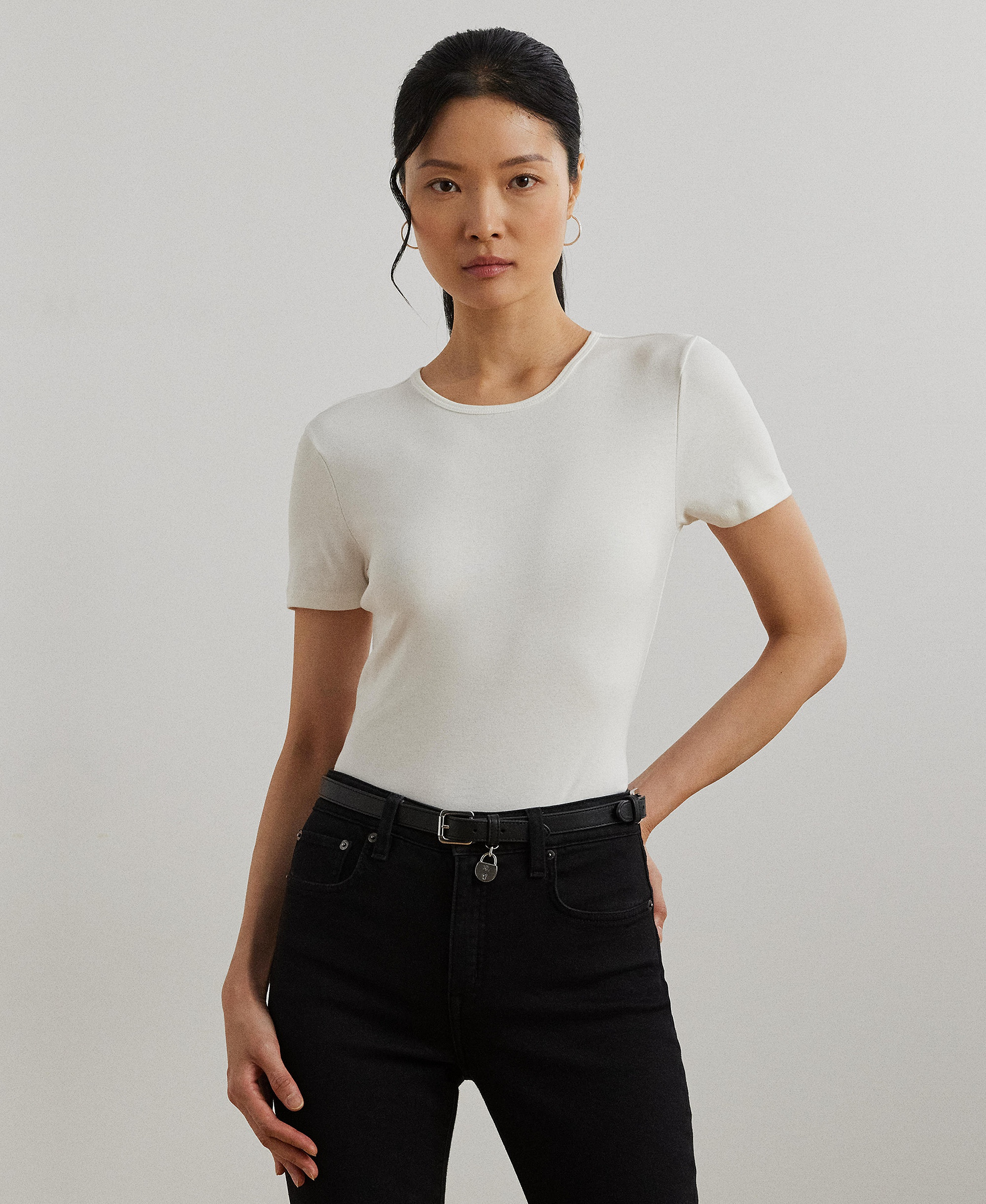 Lauren Ralph Lauren Stretch Knit T-Shirt - White