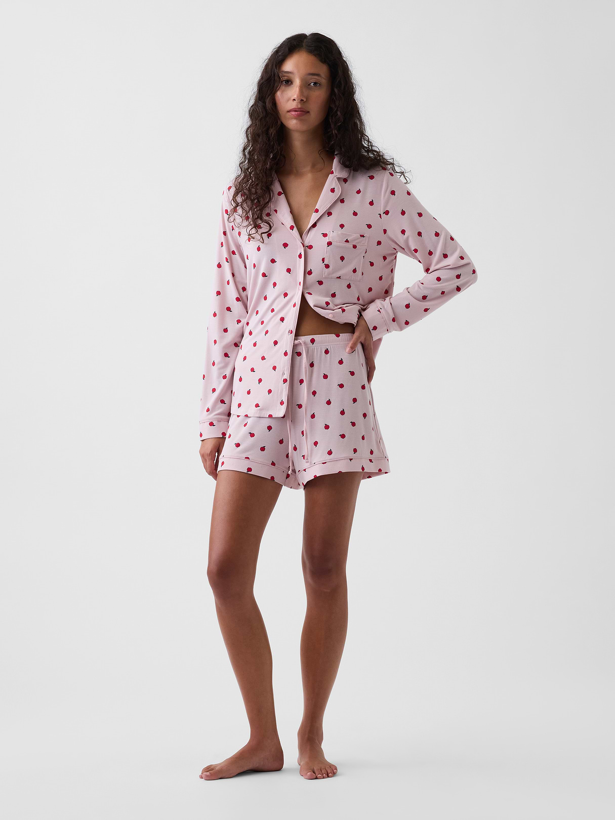 SoftMade Modal PJ Top - Pink apple print