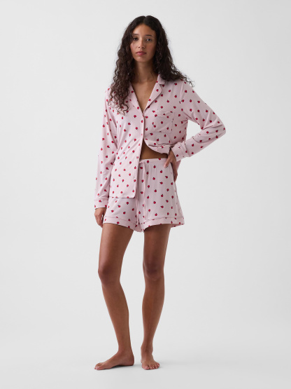 SoftMade Modal PJ Top - Pink apple print