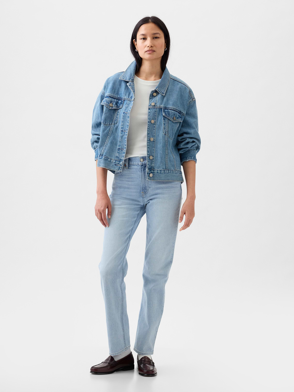 High Rise '90s Slim Straight Jeans - light indigo