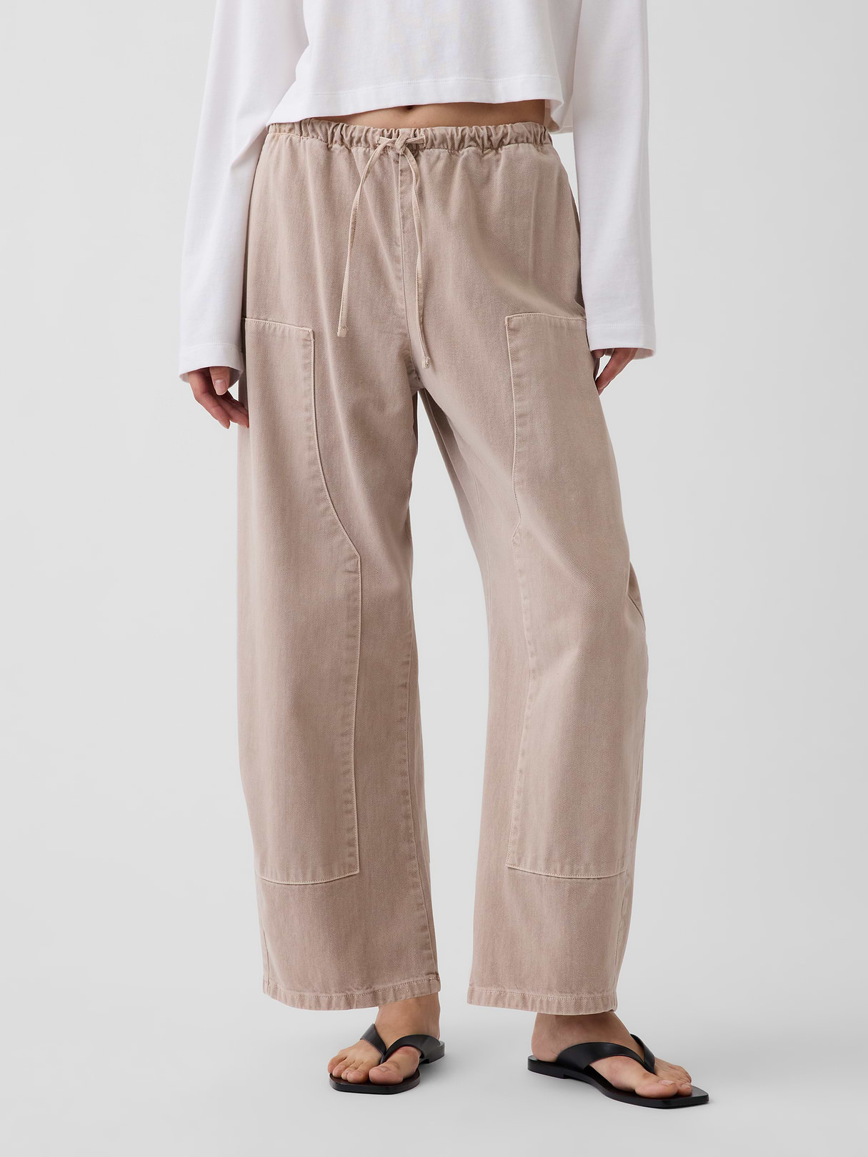 Easy Double-Knee Barrel Pants - Wicker tan