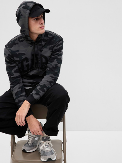 Adult VintageSoft Arch Logo Hoodie - black camo