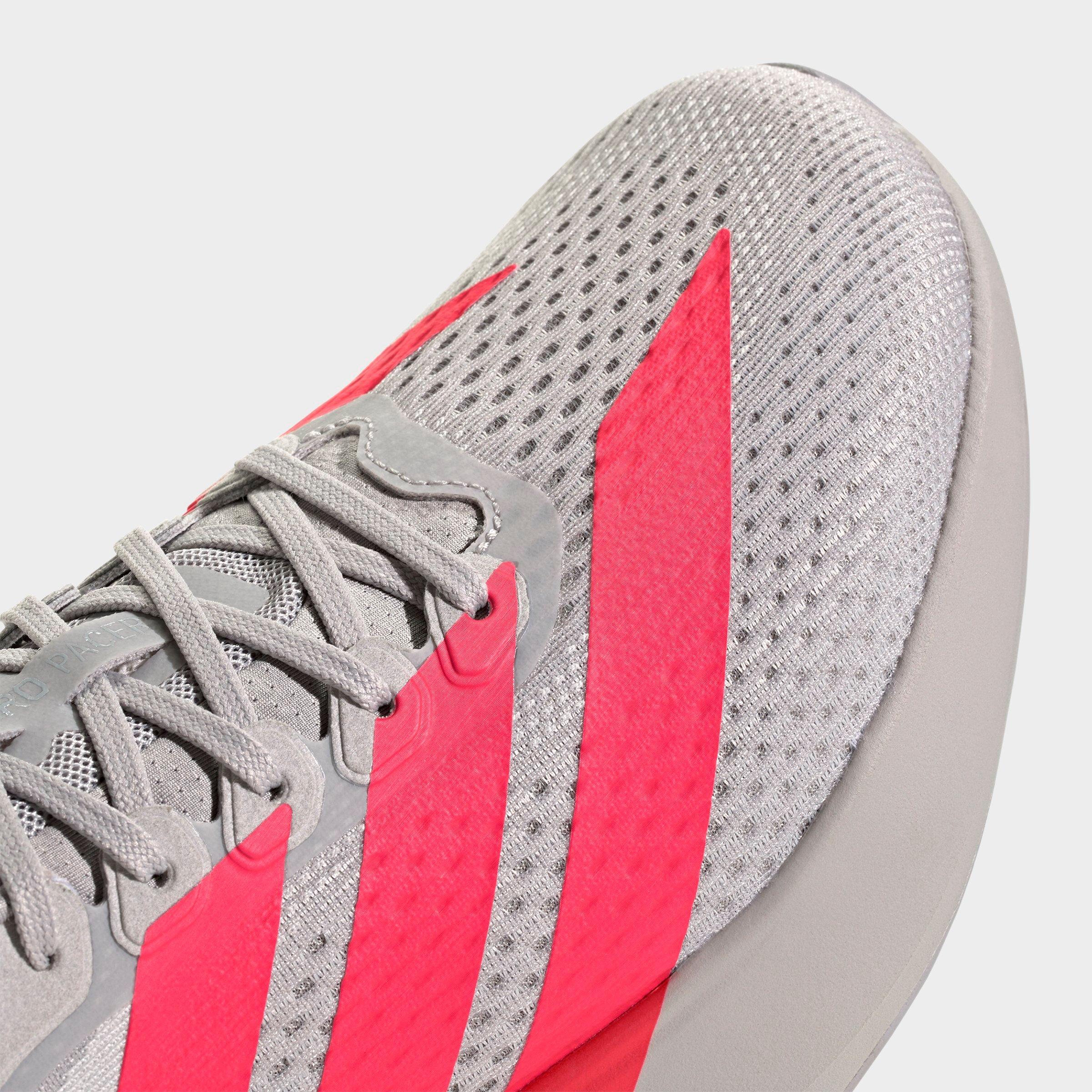 Men's adidas Adizero Pacer Running Shoes - Grey/Lucid Red/Halo Silver - Detail shot