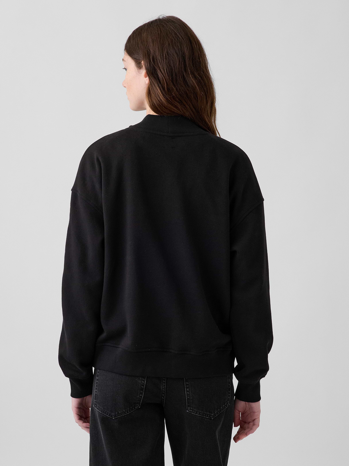 VintageSoft Oversized Mockneck Logo Sweatshirt - Black