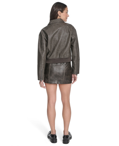 Levi's Women's Faux Leather Lightweight Bomber Jacket - Ash