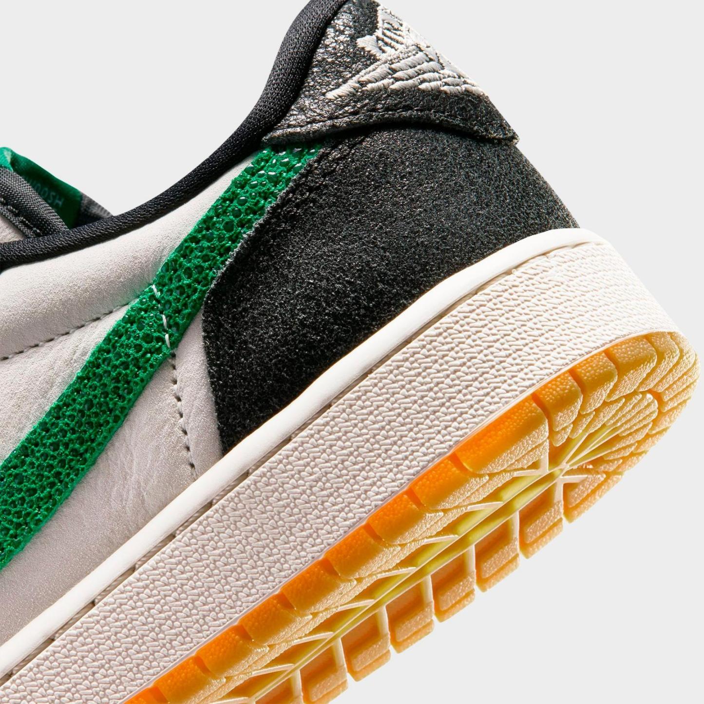 Big Kids' Air Jordan Retro 1 Low OG Casual Shoes - Phantom/Pine Green/Black - view 3