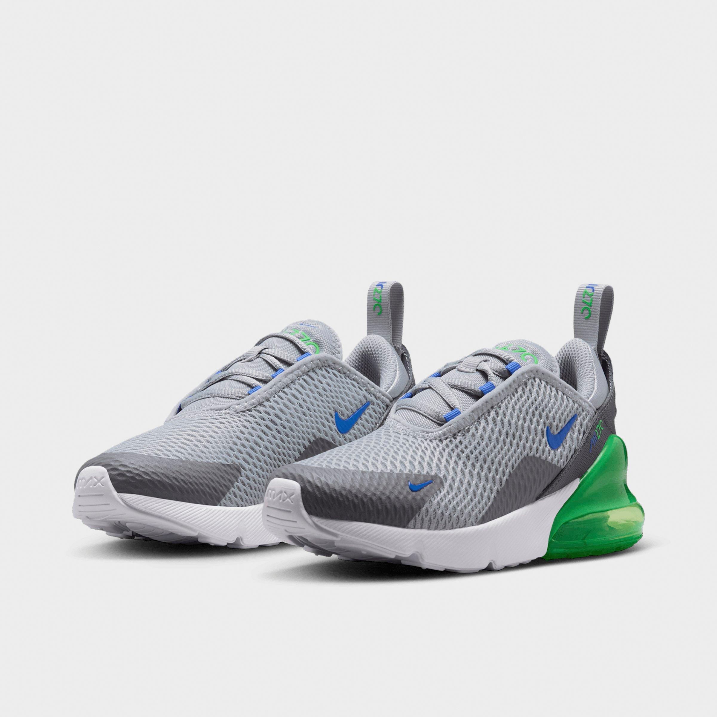 Little Kids' Nithtke Air Max 270 Casual Shoes - Wolf Grey/Smoke Grey/Green Spark/Racer Blue - Both shoes facing left