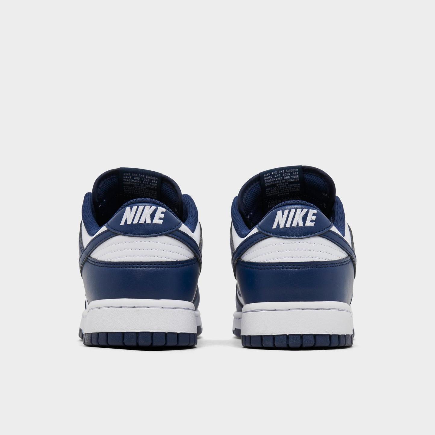 Men's Nike Dunk Low Retro Casual Shoes - White/Midnight Navy/White