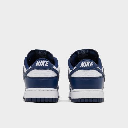 Men's Nike Dunk Low Retro Casual Shoes - White/Midnight Navy/White