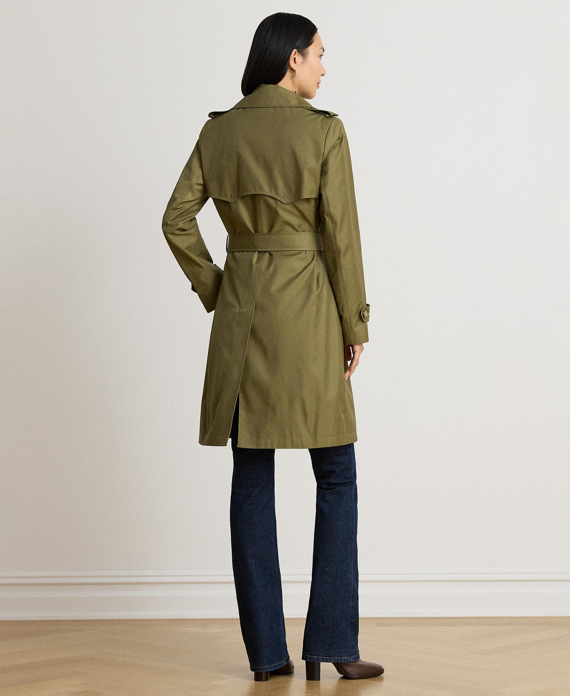 Lauren Ralph Lauren Petite Water-Resistant Double-Breasted Trench Coat, Created for Macy's - Light Agave