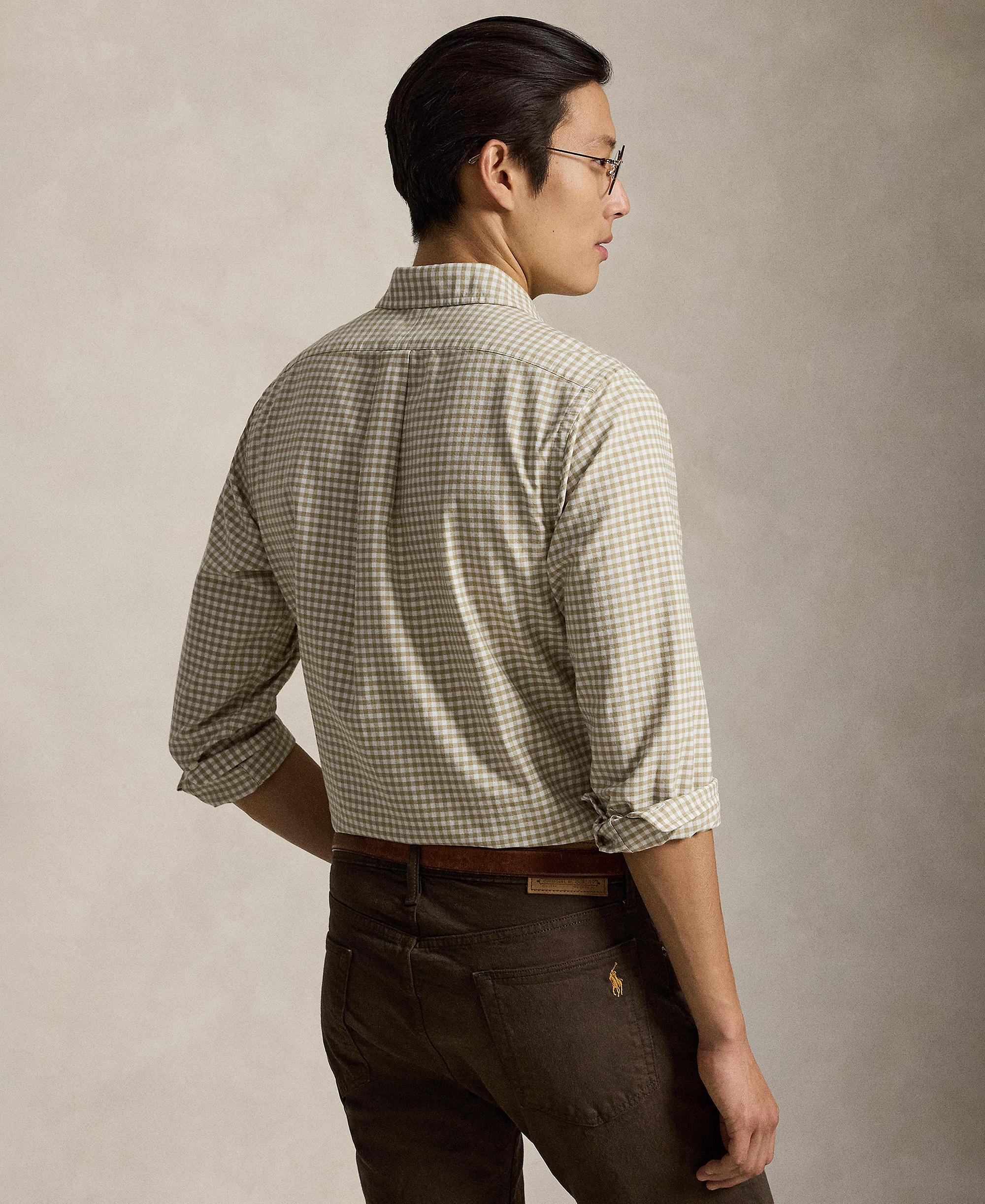 Polo Ralph Lauren Men's Classic-Fit Plaid Brushed Oxford Shirt - Coastal Beige/White