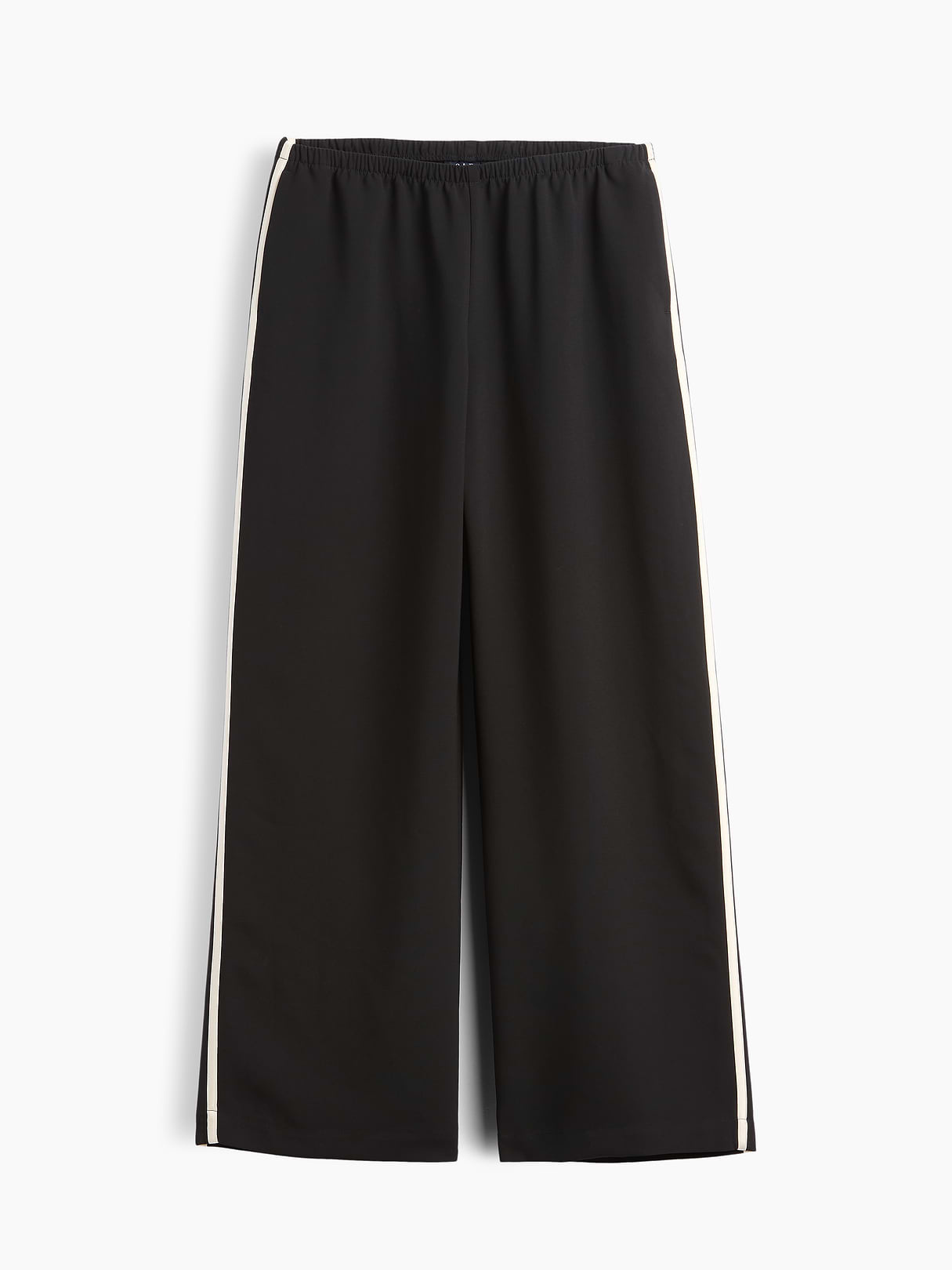 Easy Wide-Leg Pants - Black with off white stripe