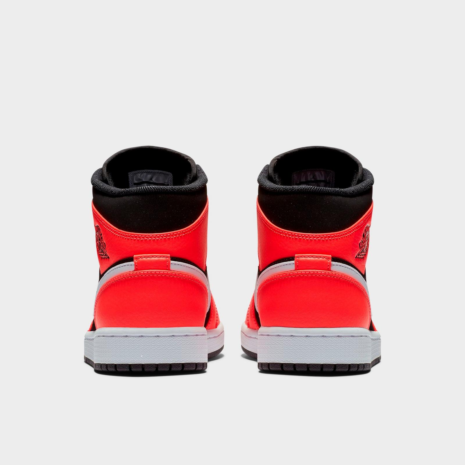 Men's Air Jordan Retro 1 Mid Casual Shoes - Black/White/Infrared 23 - view 3