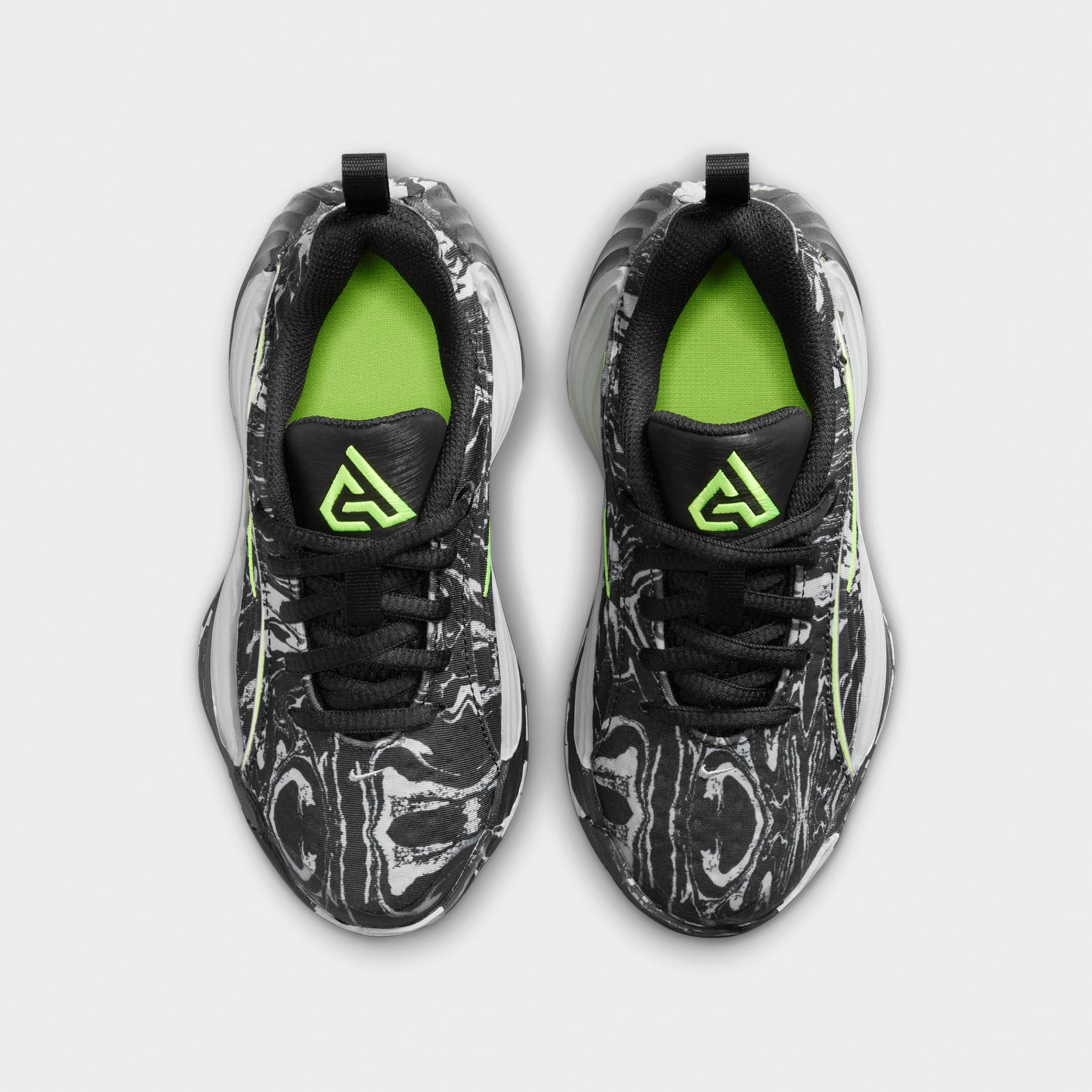 Little Kids' Nithtke Giannis Immortality 5 Basketball Shoes - Black/Light Smoke Grey/Volt - Top view