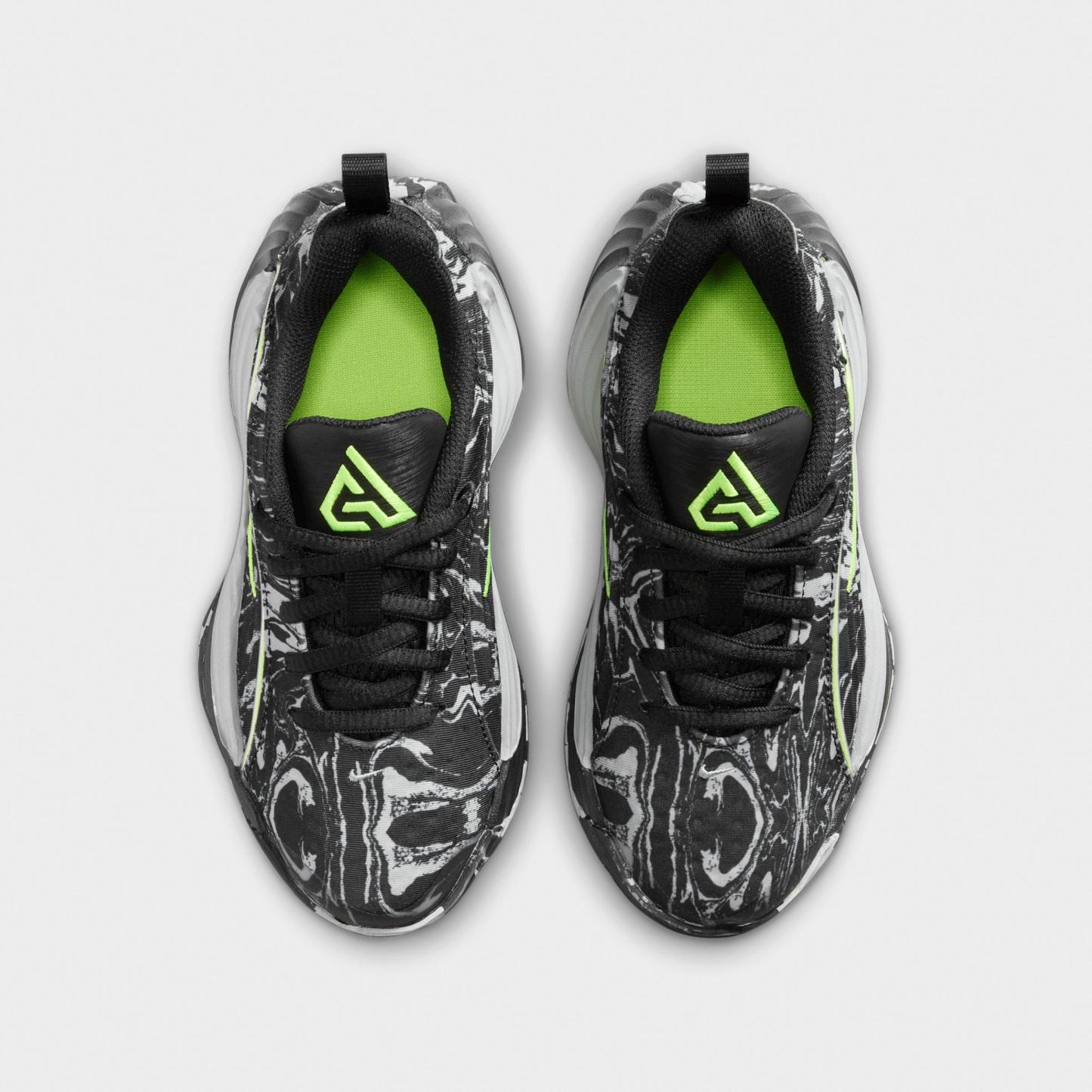 Little Kids' Nithtke Giannis Immortality 5 Basketball Shoes - Black/Light Smoke Grey/Volt - Top view
