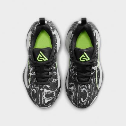Little Kids' Nithtke Giannis Immortality 5 Basketball Shoes - Black/Light Smoke Grey/Volt - Top view