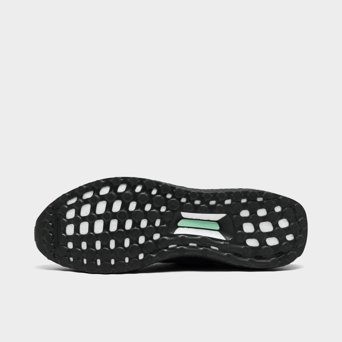 Men's adidas Ultraboost 1.0 Running Shoes - Black/Black/Beam Green - Bottom view
