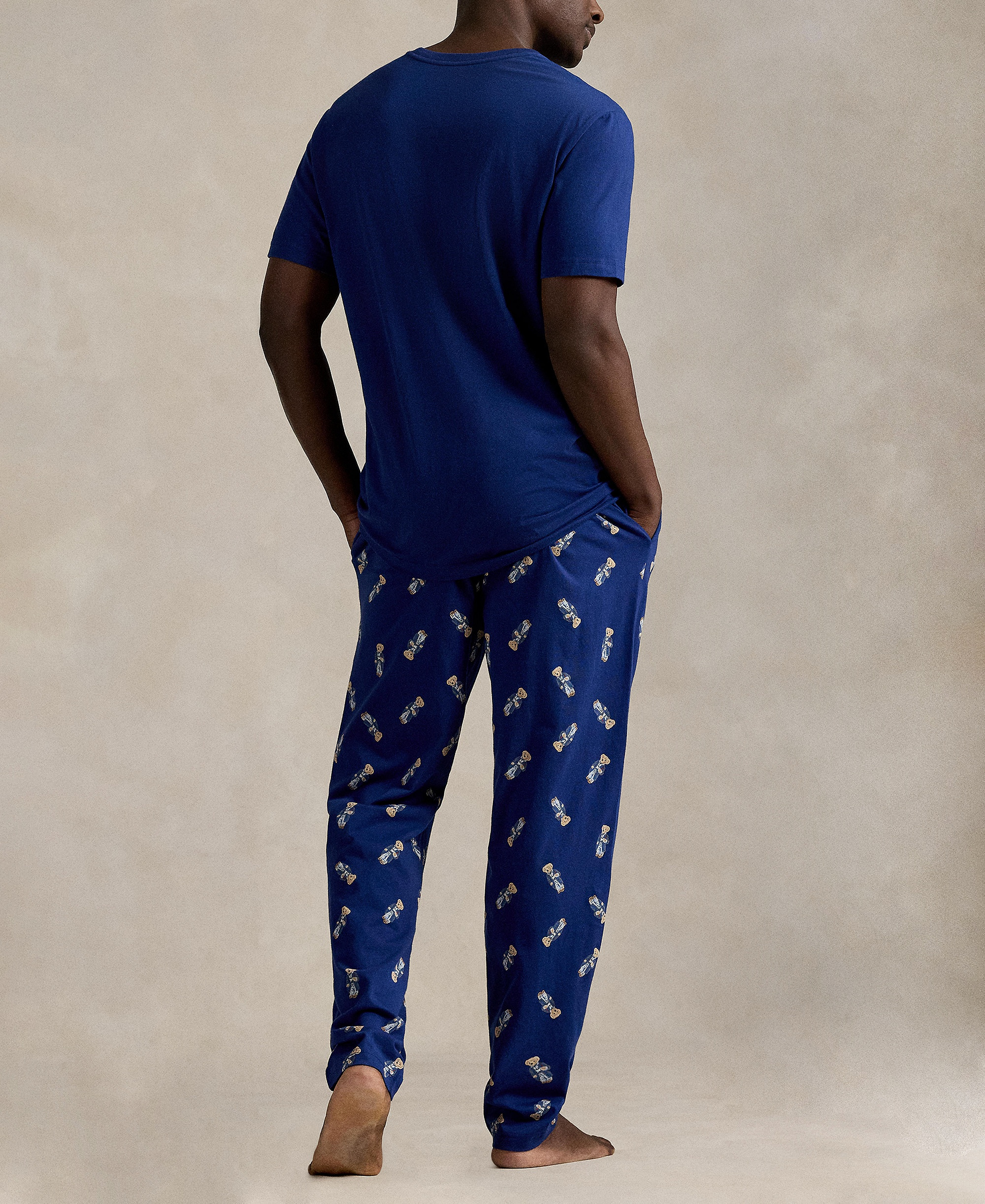 Polo Ralph Lauren Men's Polo Bear T-Shirt and Pajama Pants, 2-Piece Set - Fall Royal/ Morning Robe Bear