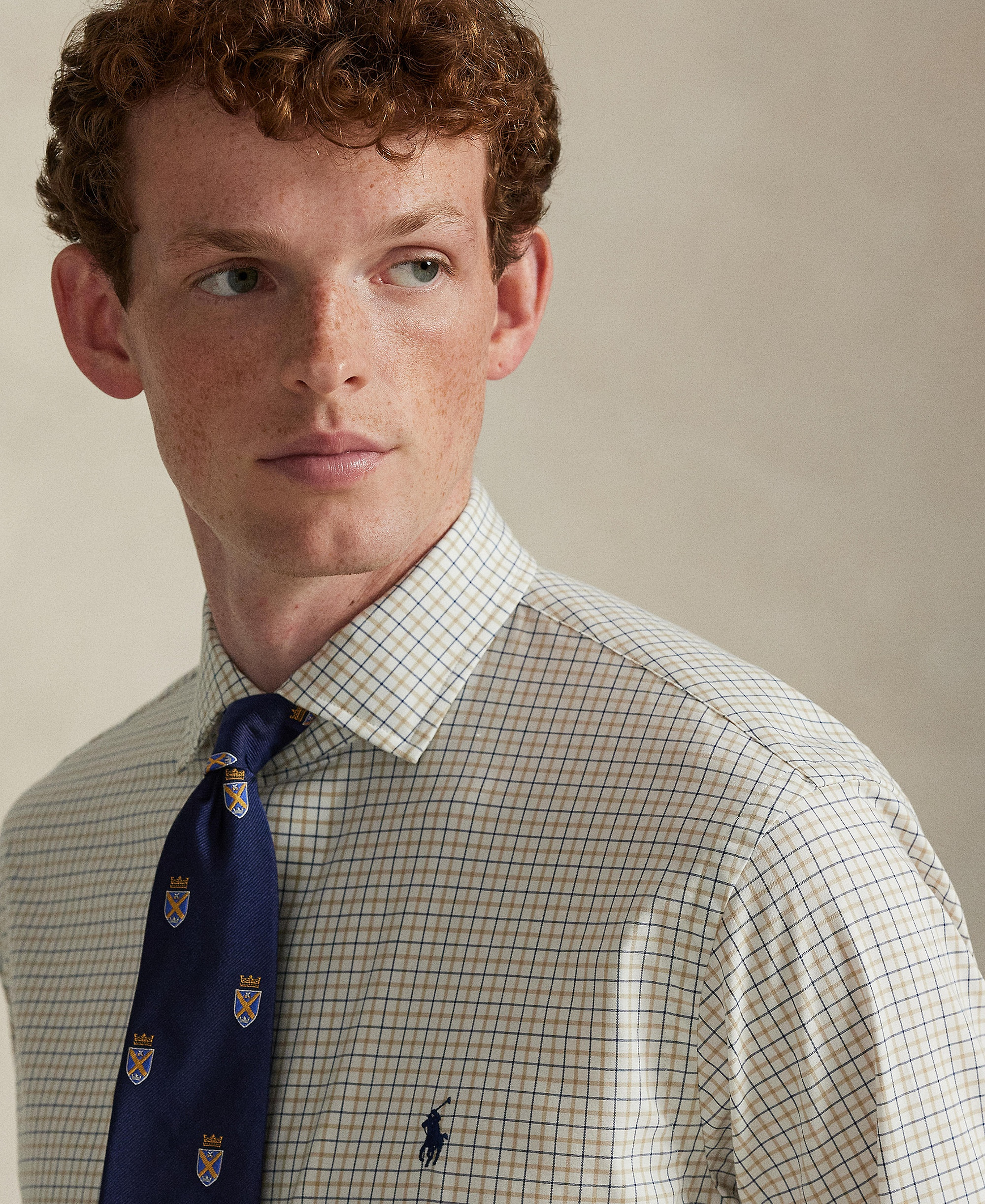 Polo Ralph Lauren Men's Classic-Fit Plaid Stretch Poplin Shirt - White Coastal Beige Multi