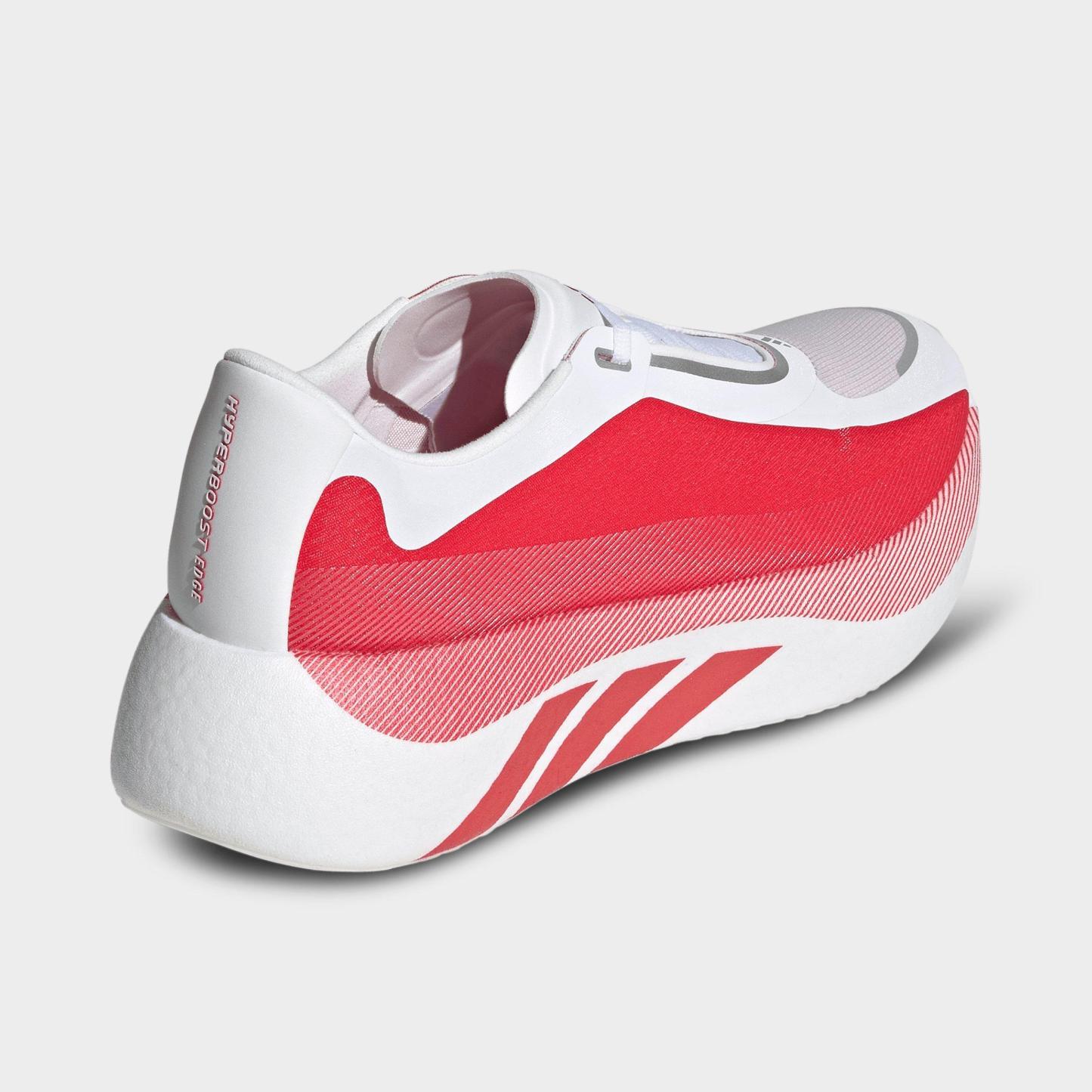 Men's adidas Hyperboost Edge Running Shoes - Part 1 - Cloud White/Pure Ruby/Metallic - Back view