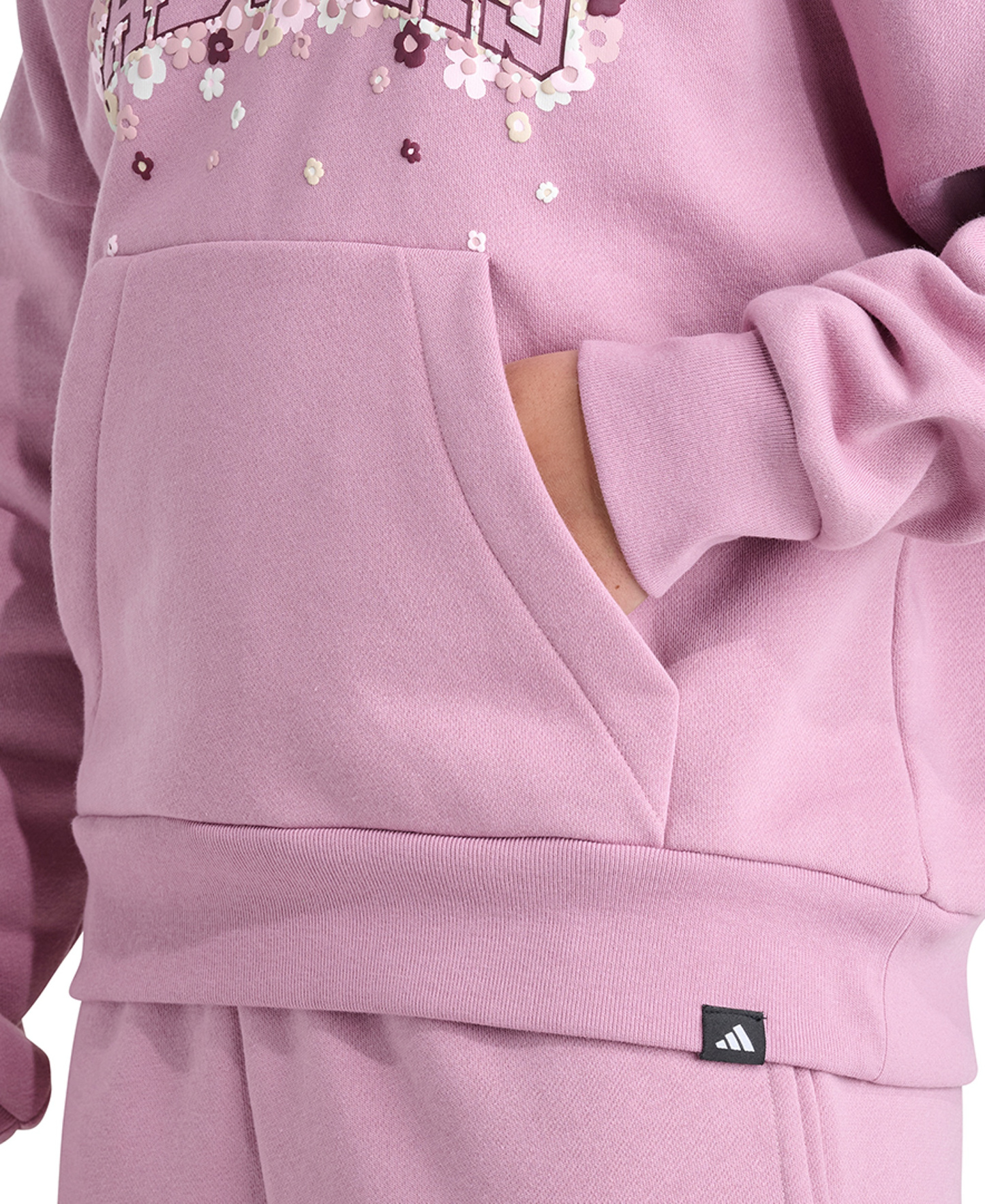 adidas Girls' 8-16 Long-Sleeve Hooded Sweatshirt - Dark Medium Pink