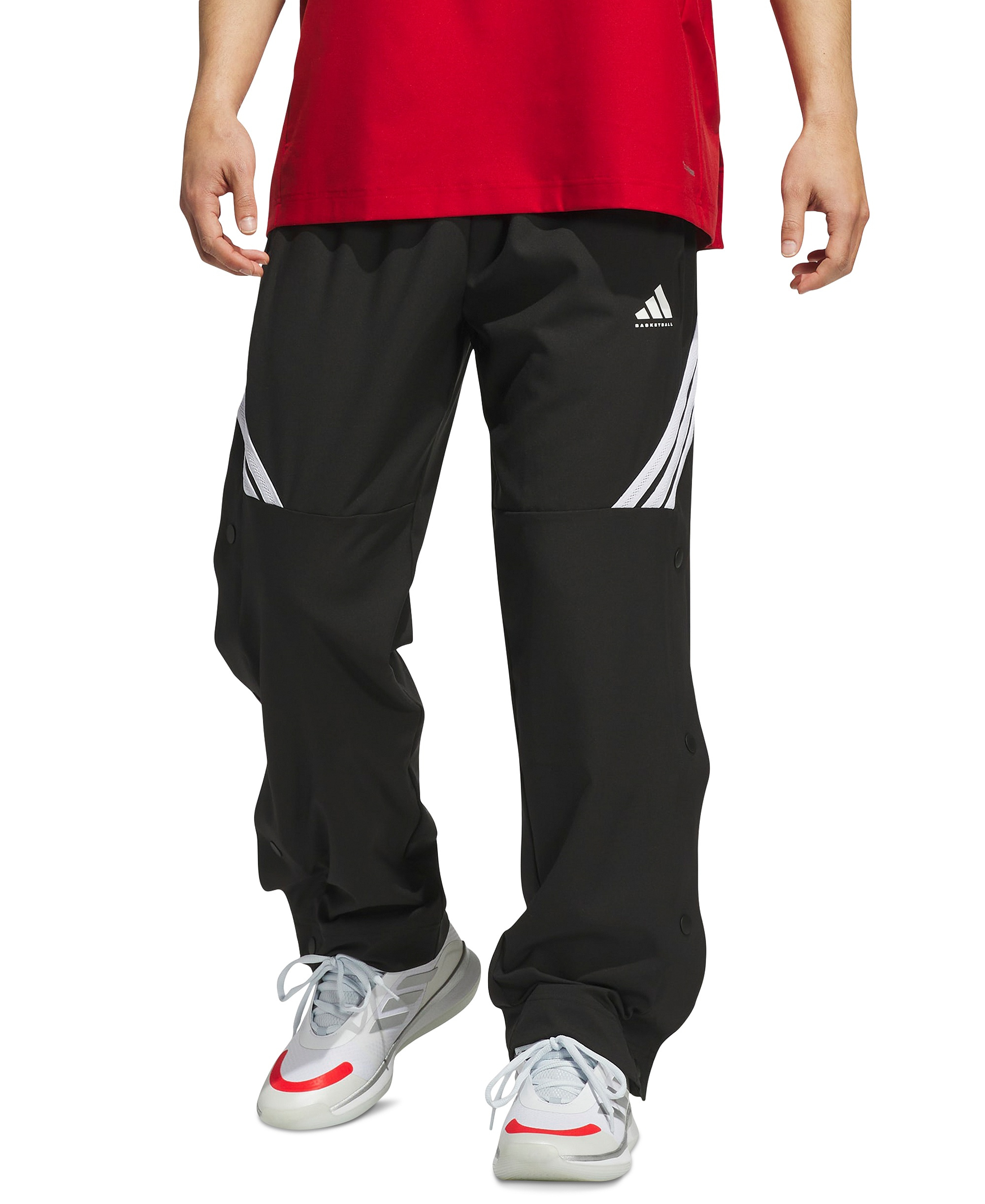adidas Men's Three-Stripe Woven Snap Pants - Black