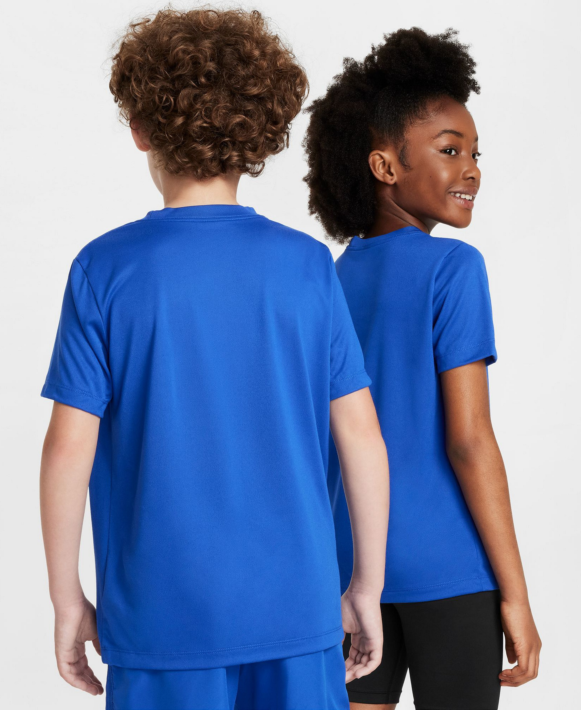 Nike Big Boys' and Girls' Legend Swoosh-Logo Crewneck Dri-FIT T-Shirt - Game Royal