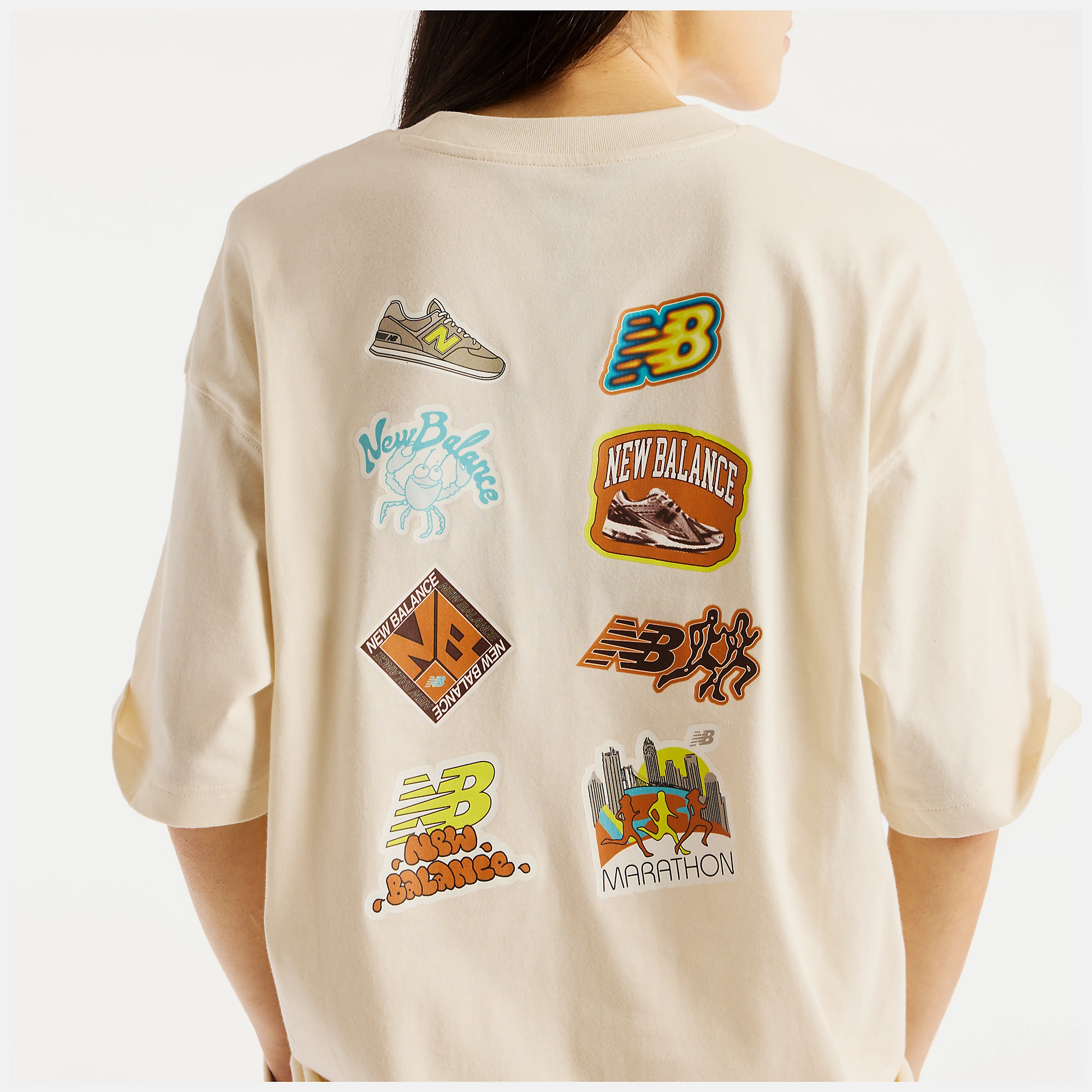New Balance Sticker Pack Oversized T-Shirt, WT62P2R0LIN