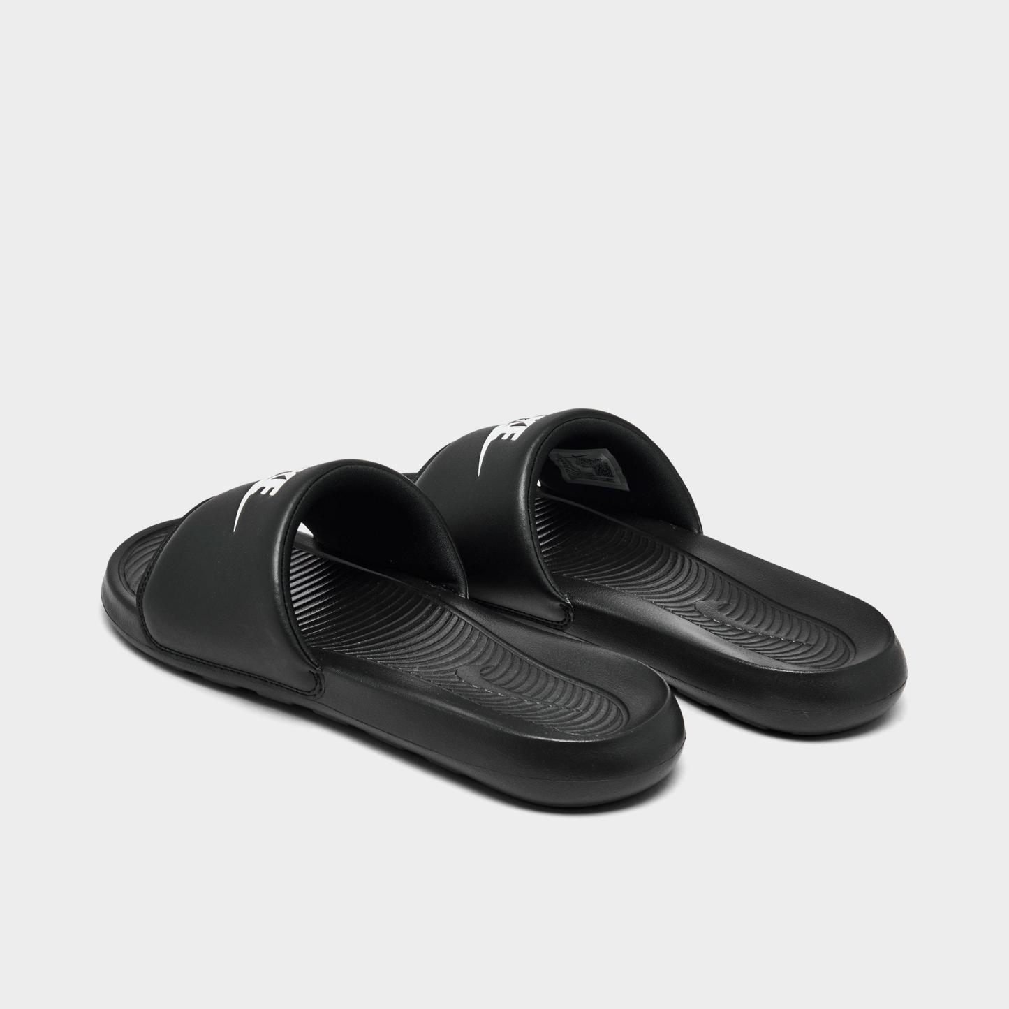 Men's Nithtke Victori One Slide Sandals - Black/Black/White - Back view