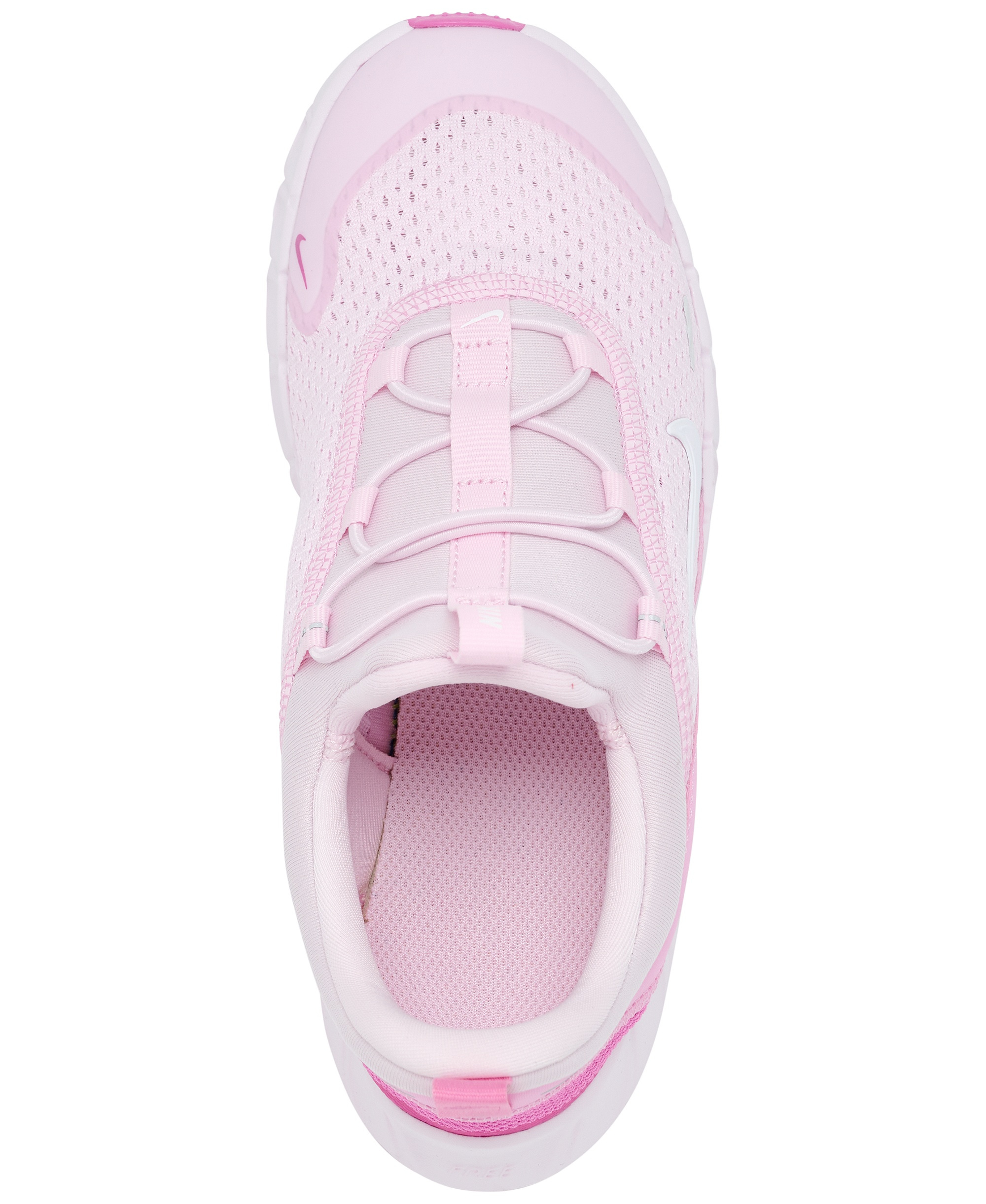 Nike Little Kids Free Ride Elastic Lace Running Sneakers from Finish Line - Pink rise,white