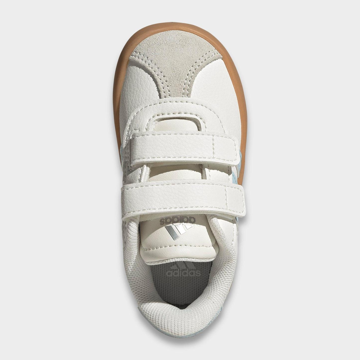 Kids' Toddler adidas VL Court 3.0 Hook-And-Loop Casual Shoes - Core White/Ice Blue/Gum - Top view