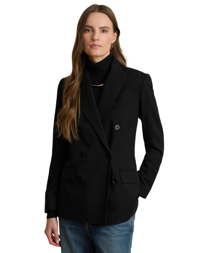 Lauren Ralph Lauren Women's Double-Breasted Wool Crepe Blazer - Polo Black