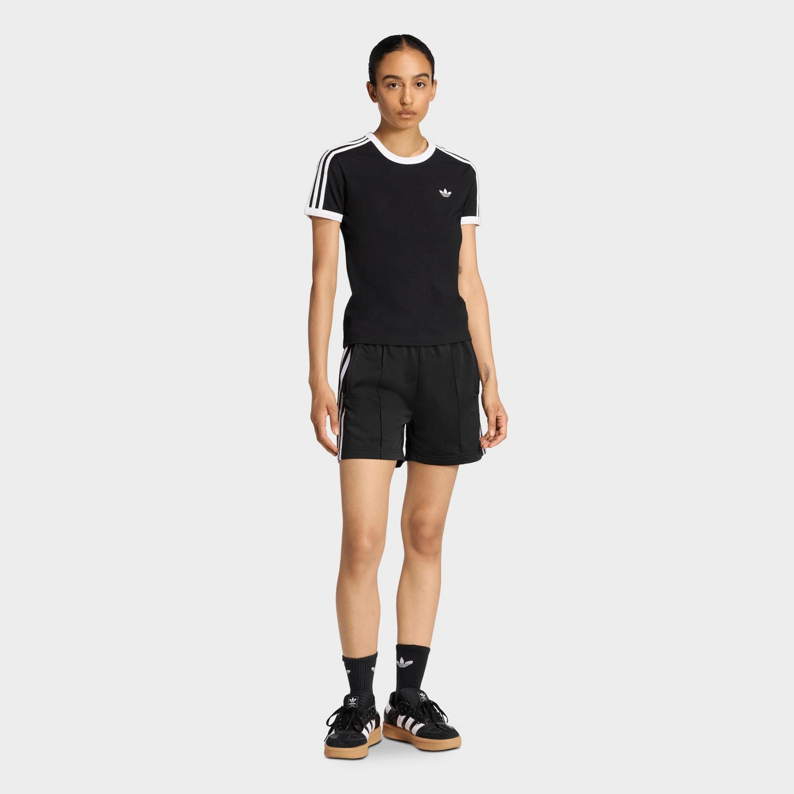 Women's adidas Originals 3-Stripes Slim T-Shirt - Black/White - view 2