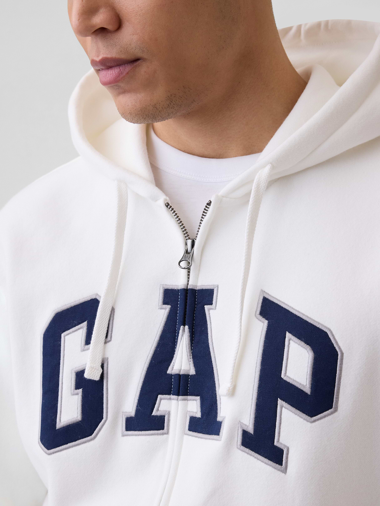 Adult VintageSoft Arch Logo Zip Hoodie - Off white
