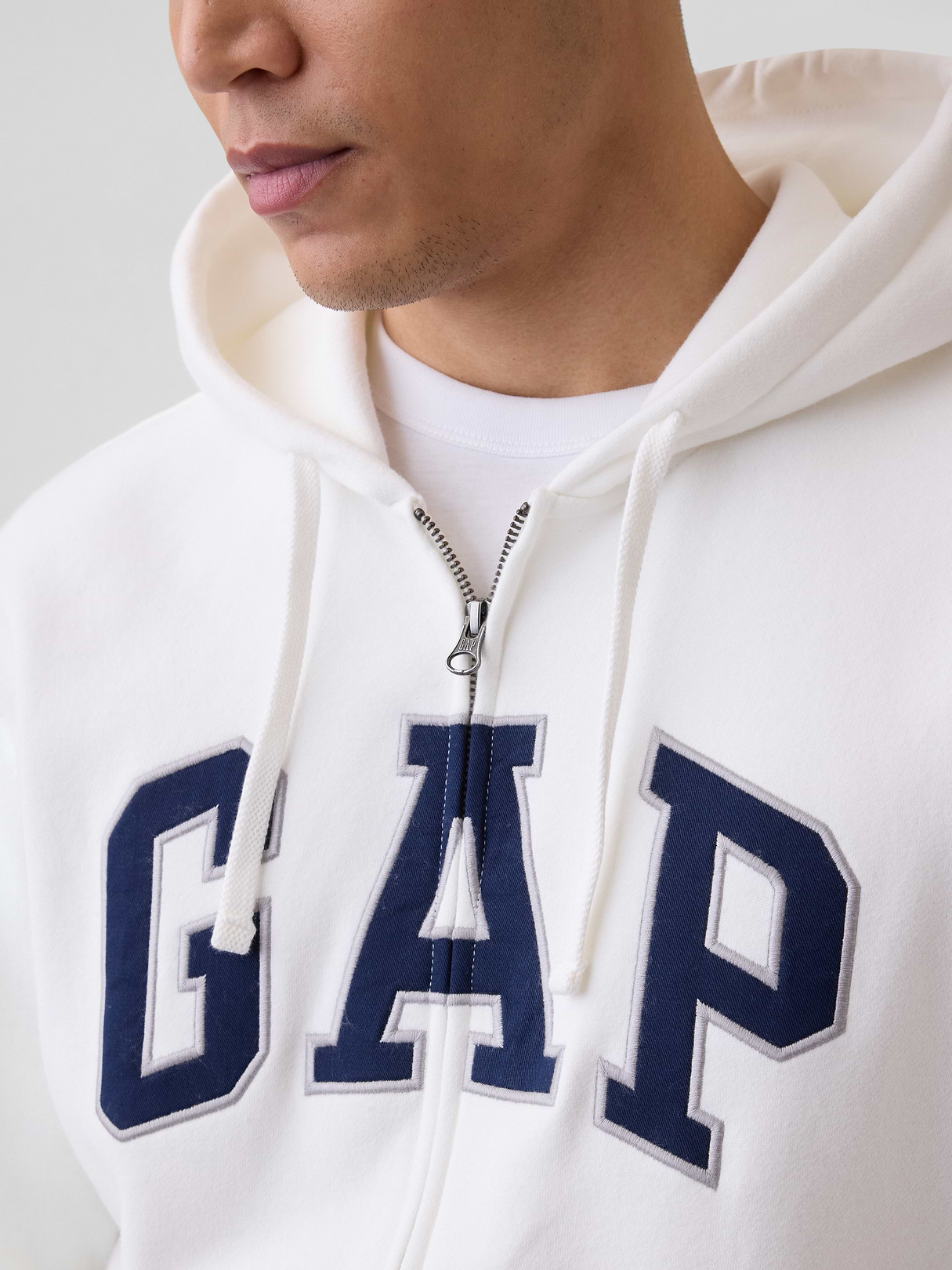 Adult VintageSoft Arch Logo Zip Hoodie - Off white