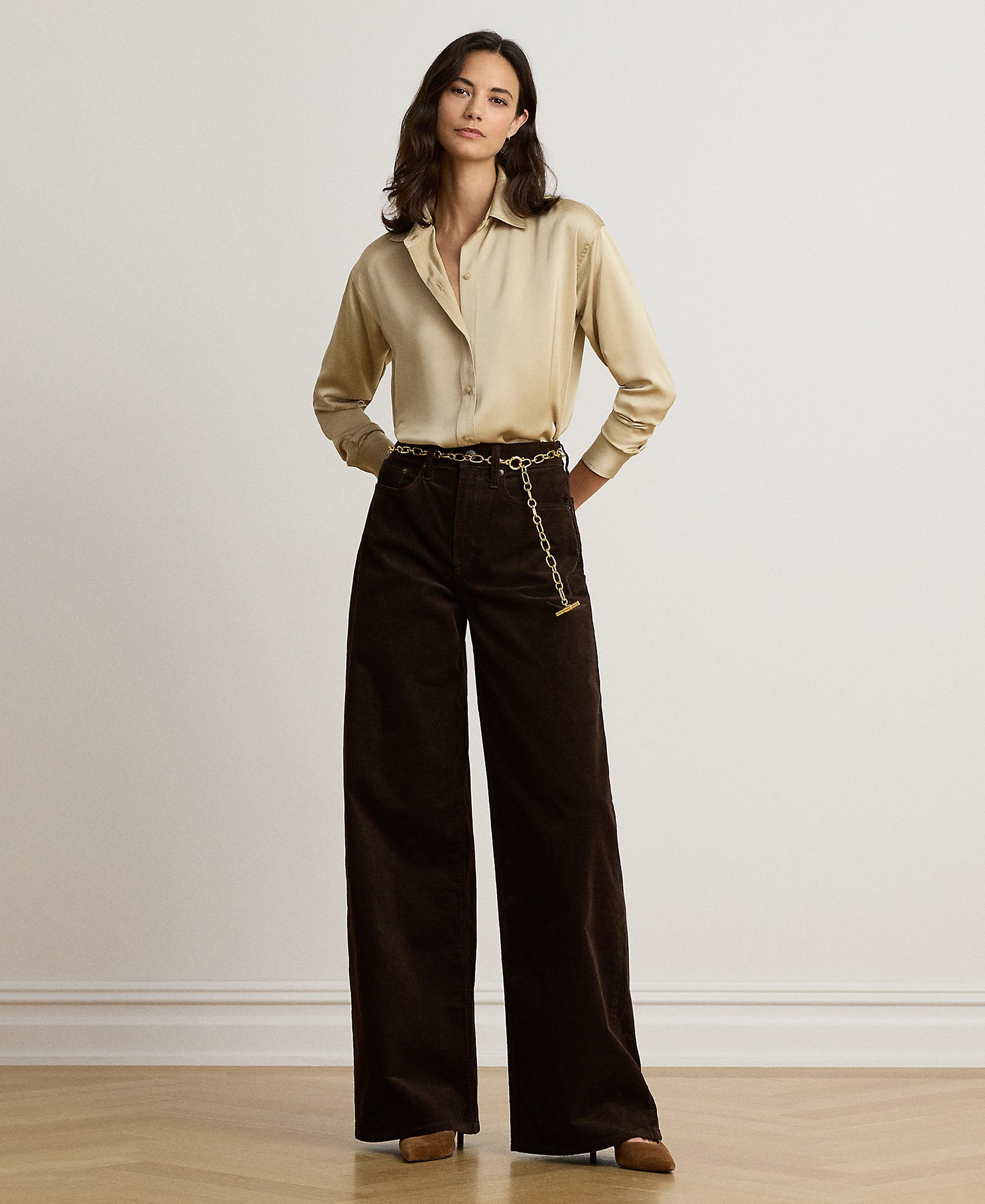 Lauren Ralph Lauren Women's Relaxed-Fit Satin Charmeuse Shirt - Ranch Cream