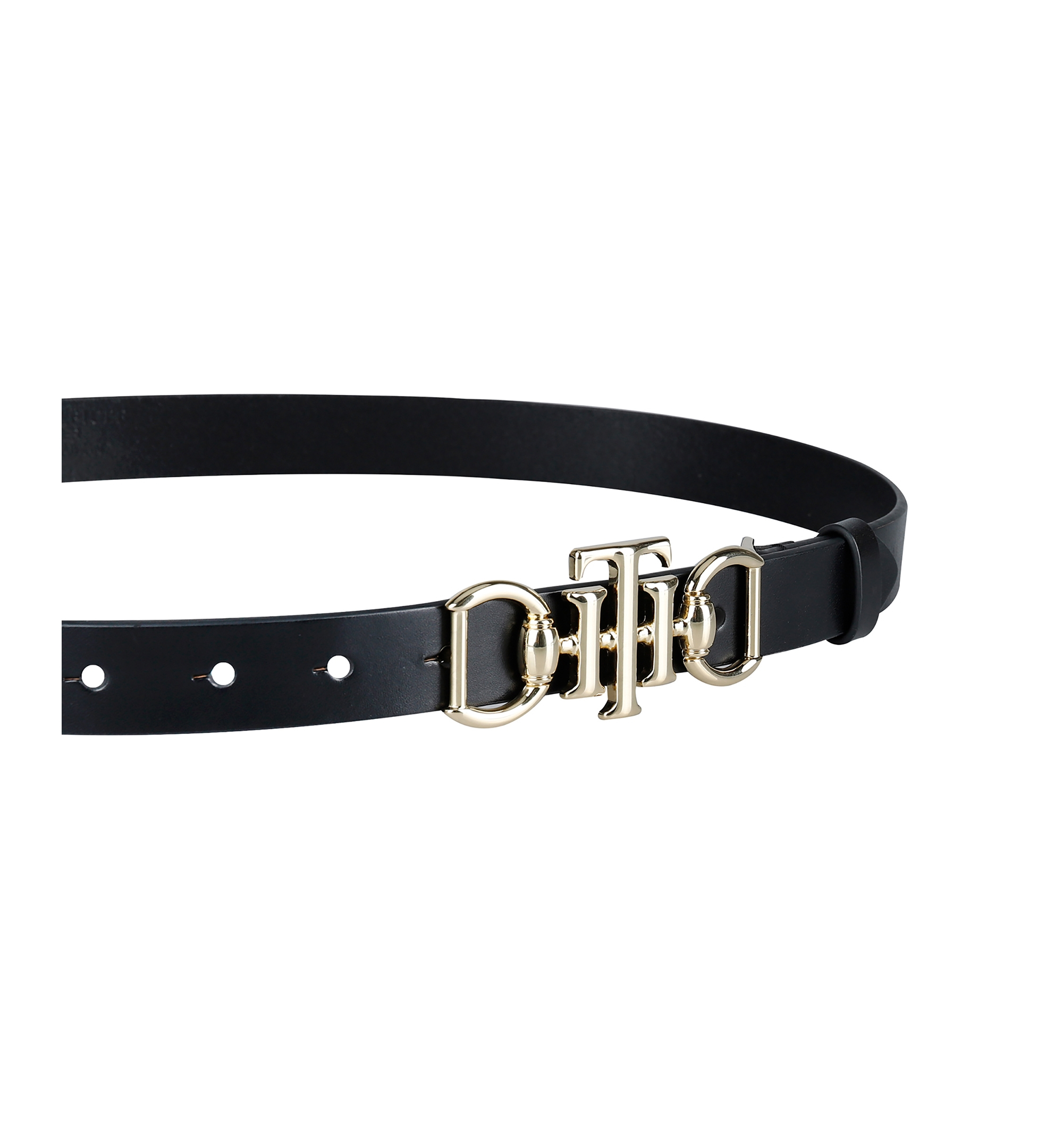 Tommy Hilfiger Women's Skinny Double Ended Horsebit Buckle Dress Casual Belt - Black